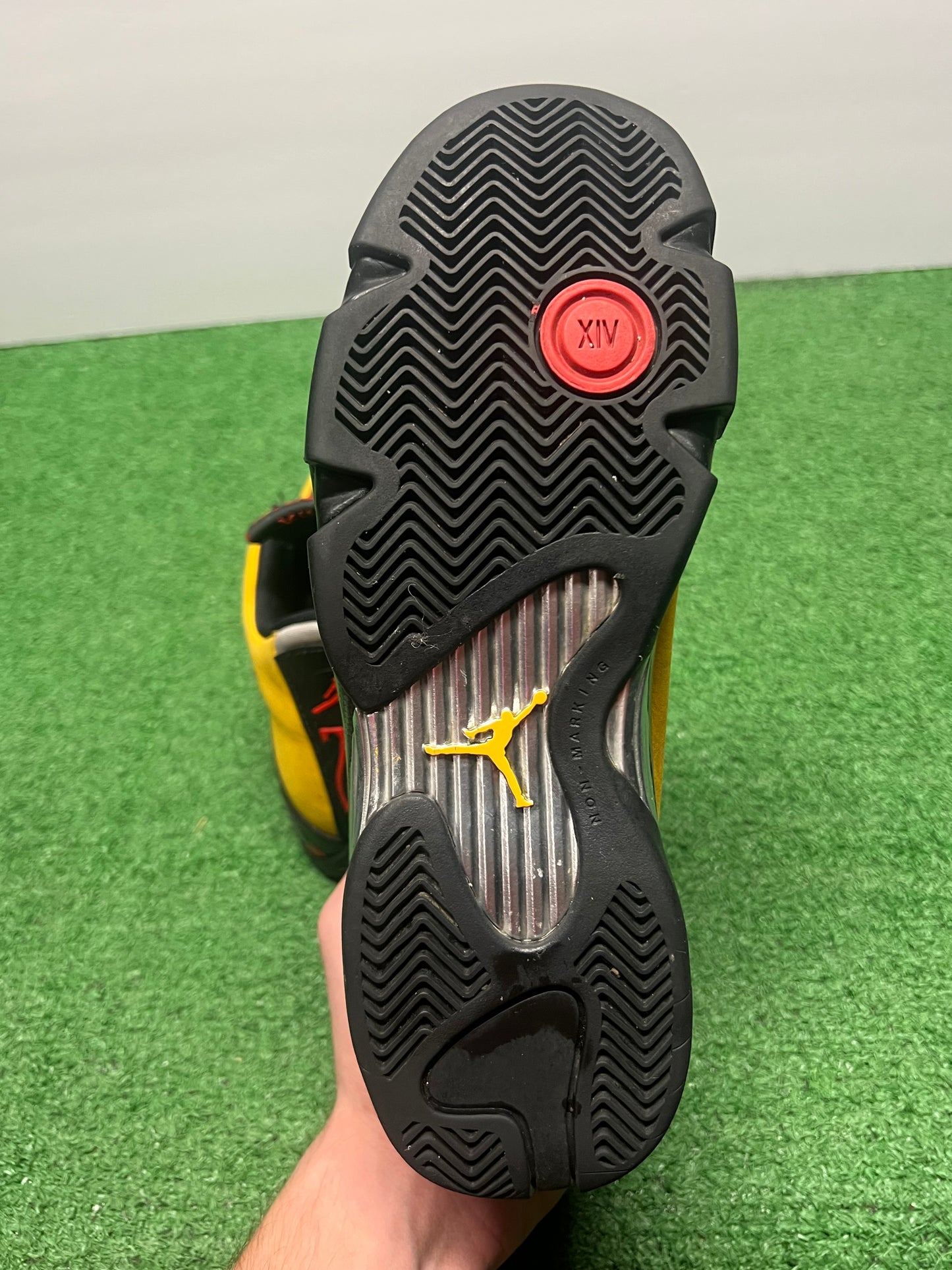 Gradeschool Air Jordan 14 Yellow Ferrari Size 6y