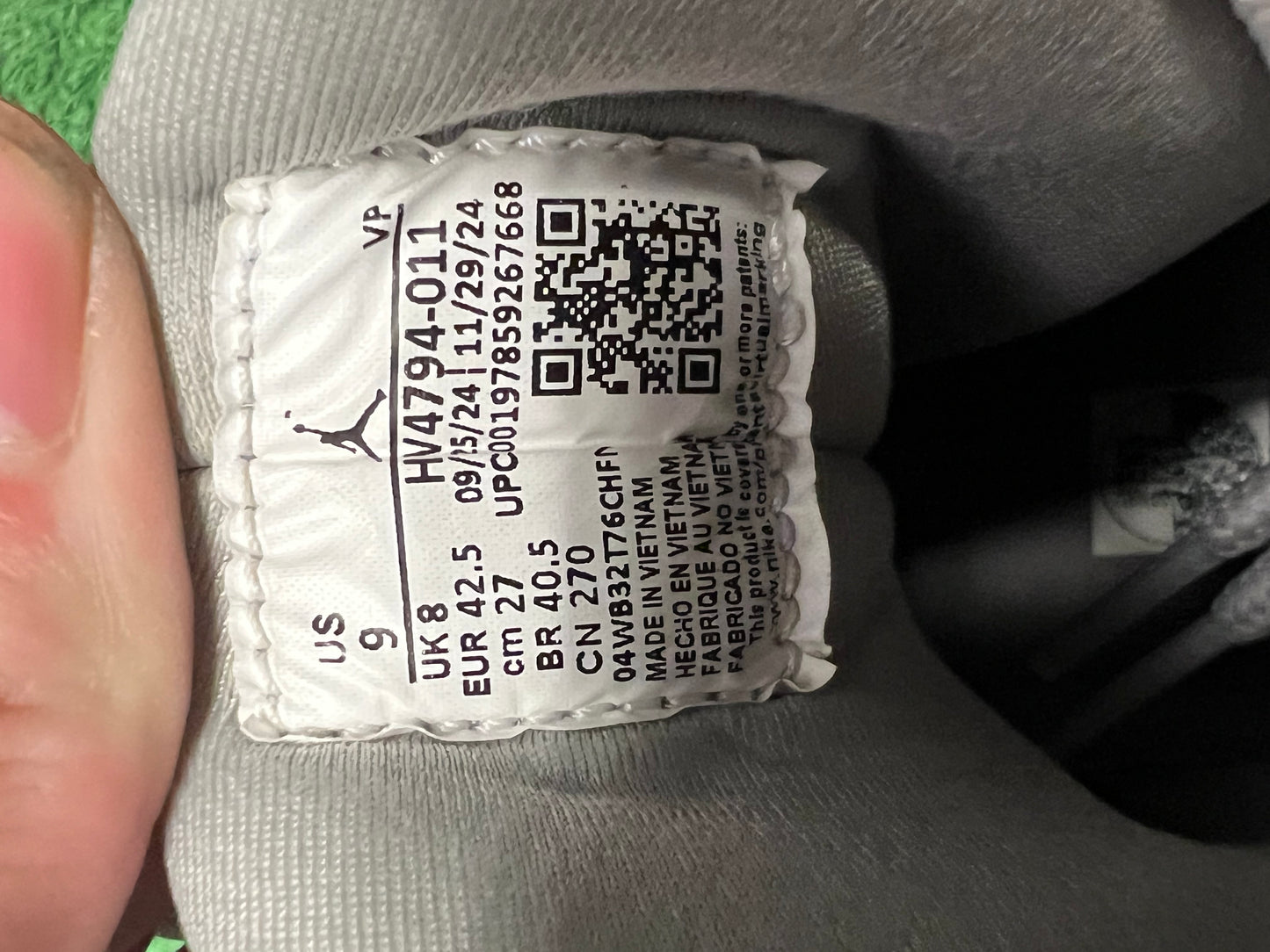 Men’s Air Jordan 9 Cool Grey Size 9