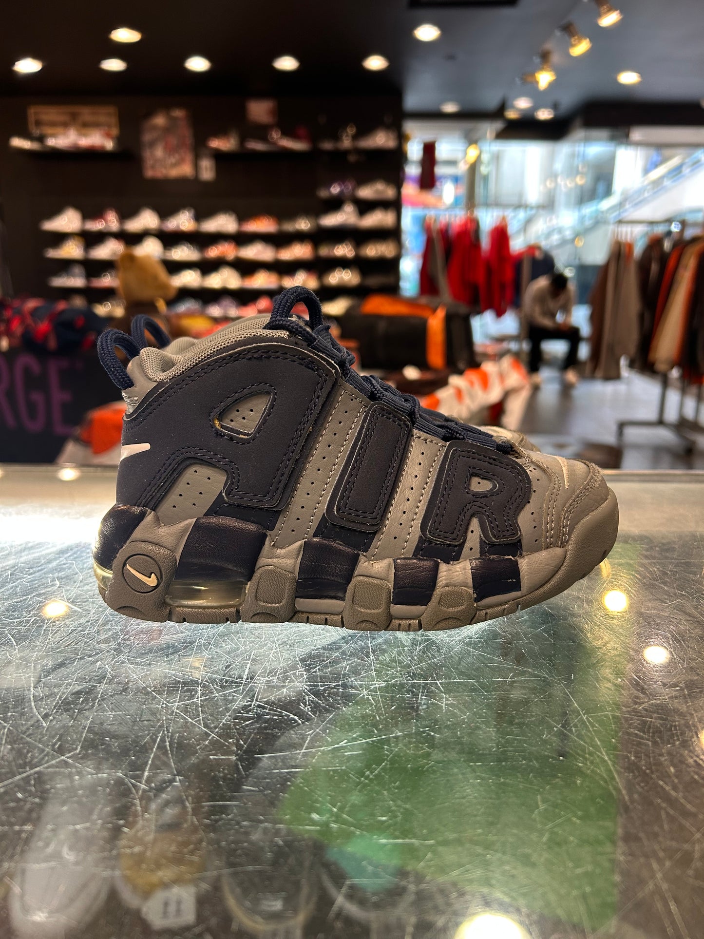 Kids Nike Uptempo Grey/Navy Size 12c