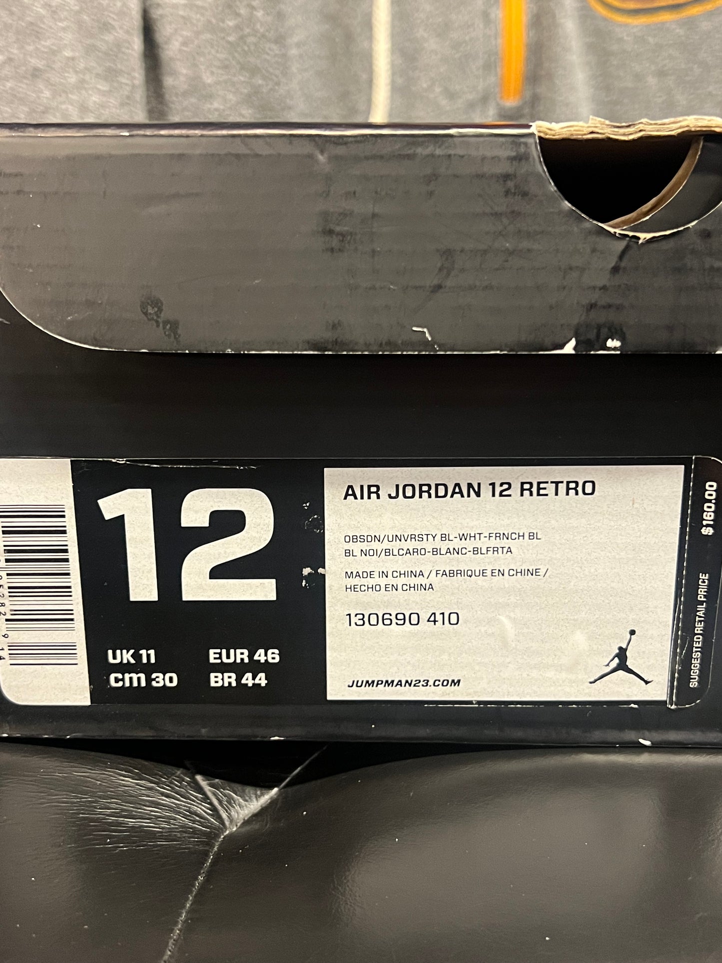 Men’s Air Jordan 12 Obsidian Size 12