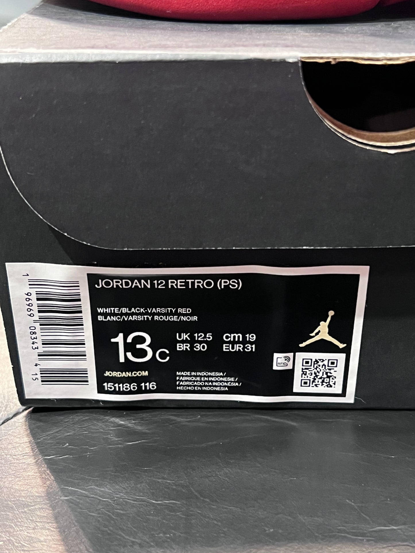 Kids Air Jordan 12 Cherry Size 13c