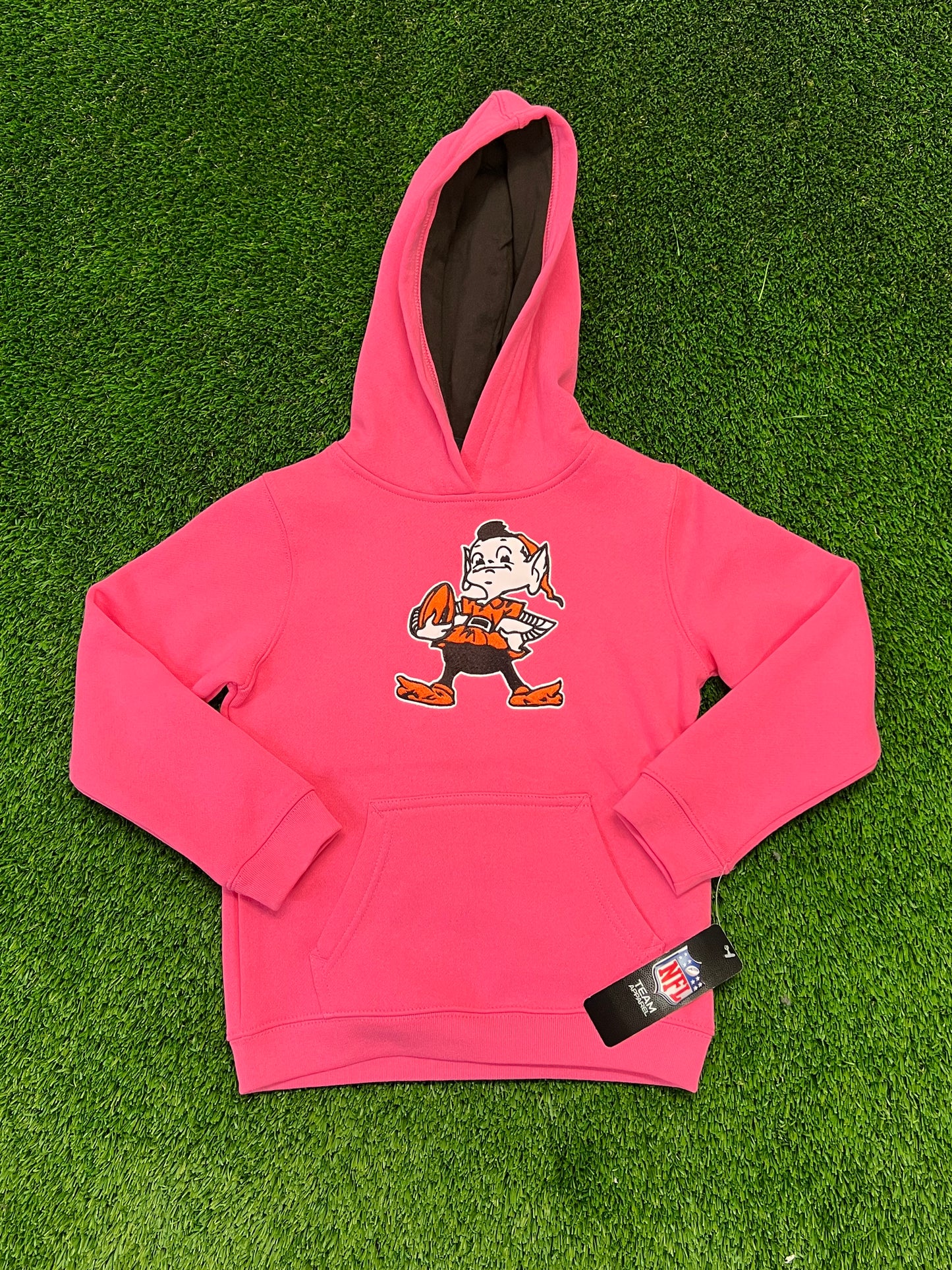 Kids NFL Team Cleveland Browns Pink Hoodie Size L