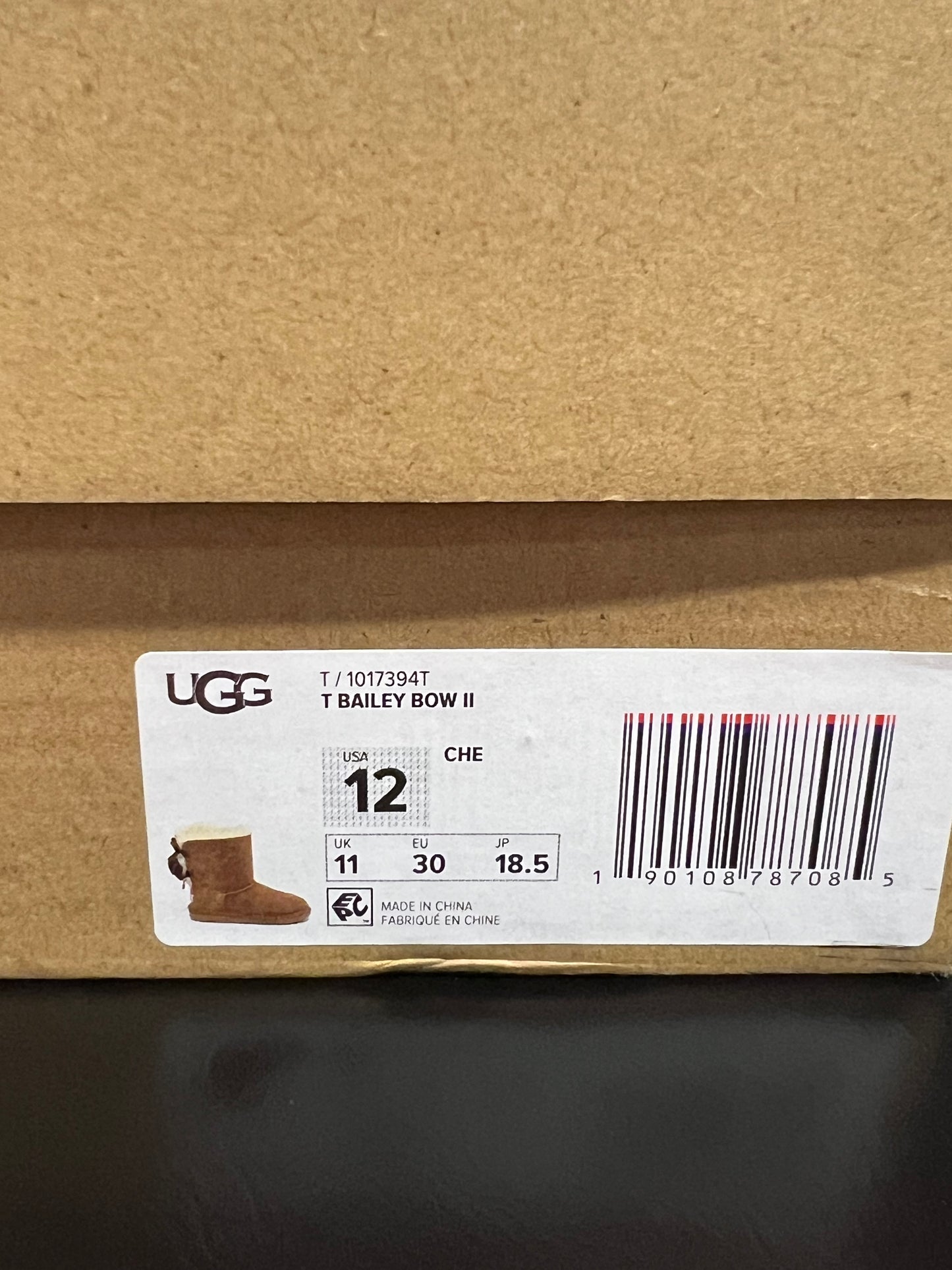 Kids Uggs T Bailey Bow 2 Size 12c Brand New