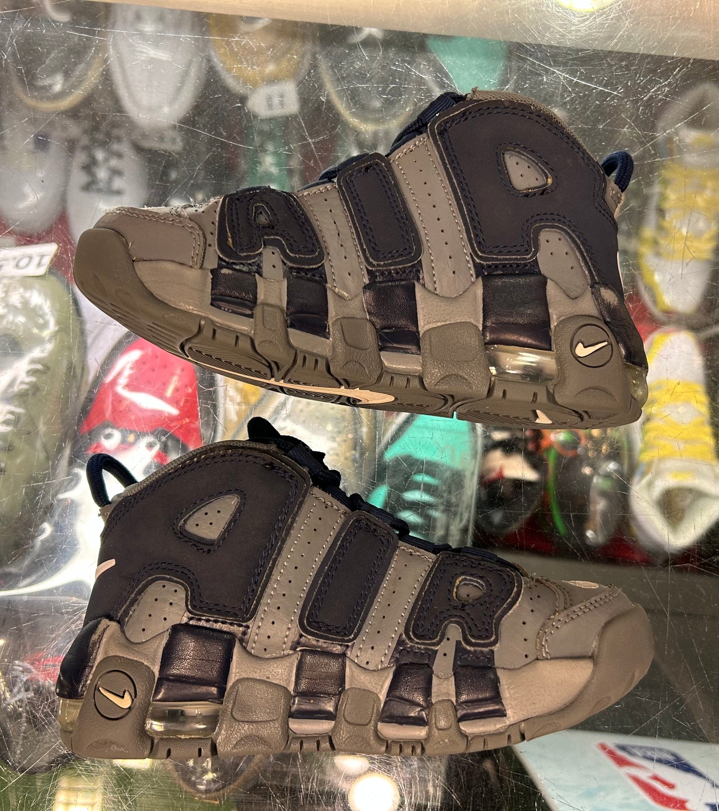 Kids Nike Uptempo Grey/Navy Size 12c