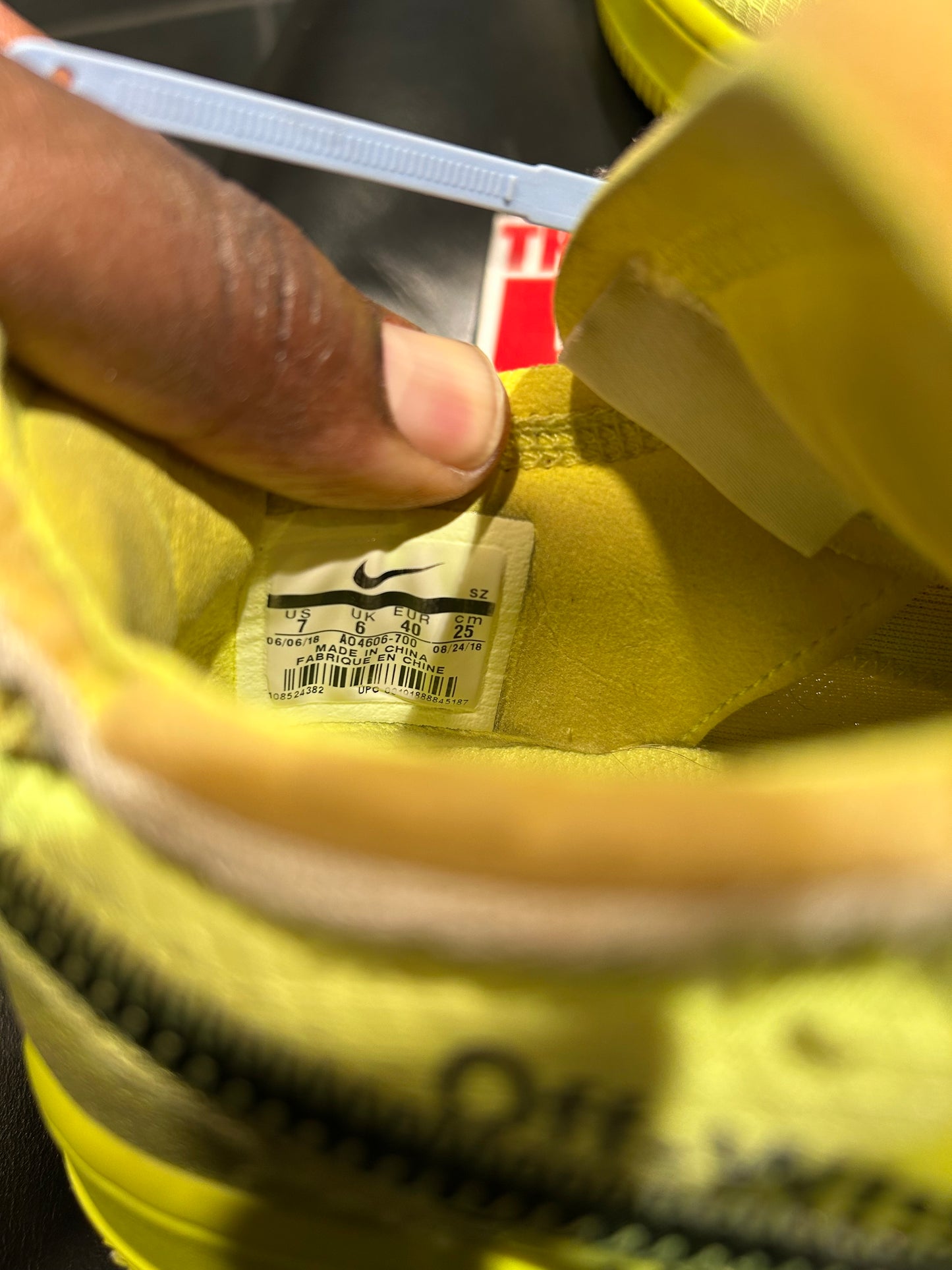 Off White Nike Air Force 1 Volt size 7 Men’s Shoes