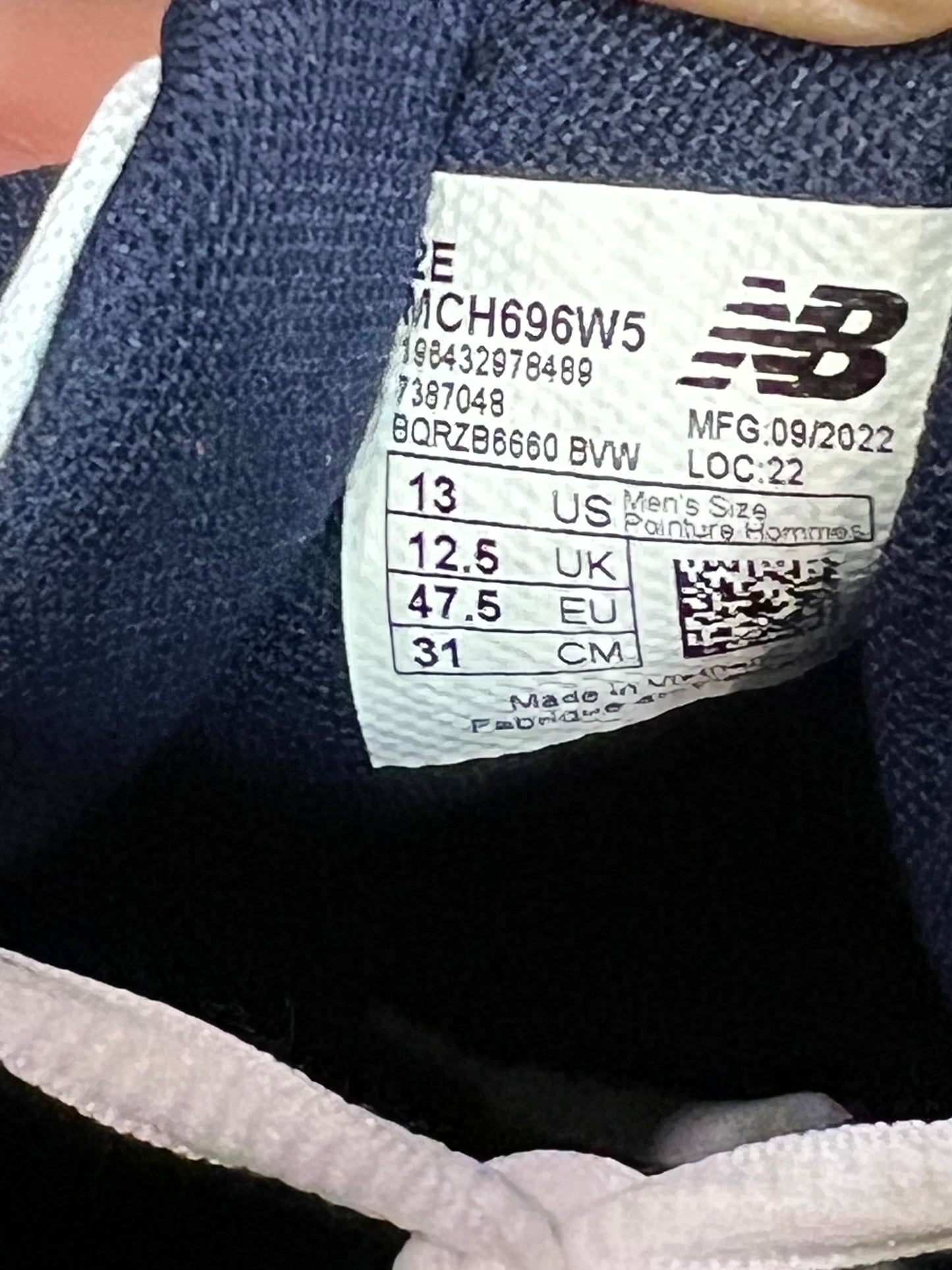 Men’s New Balance 696 Court Navy Size 13