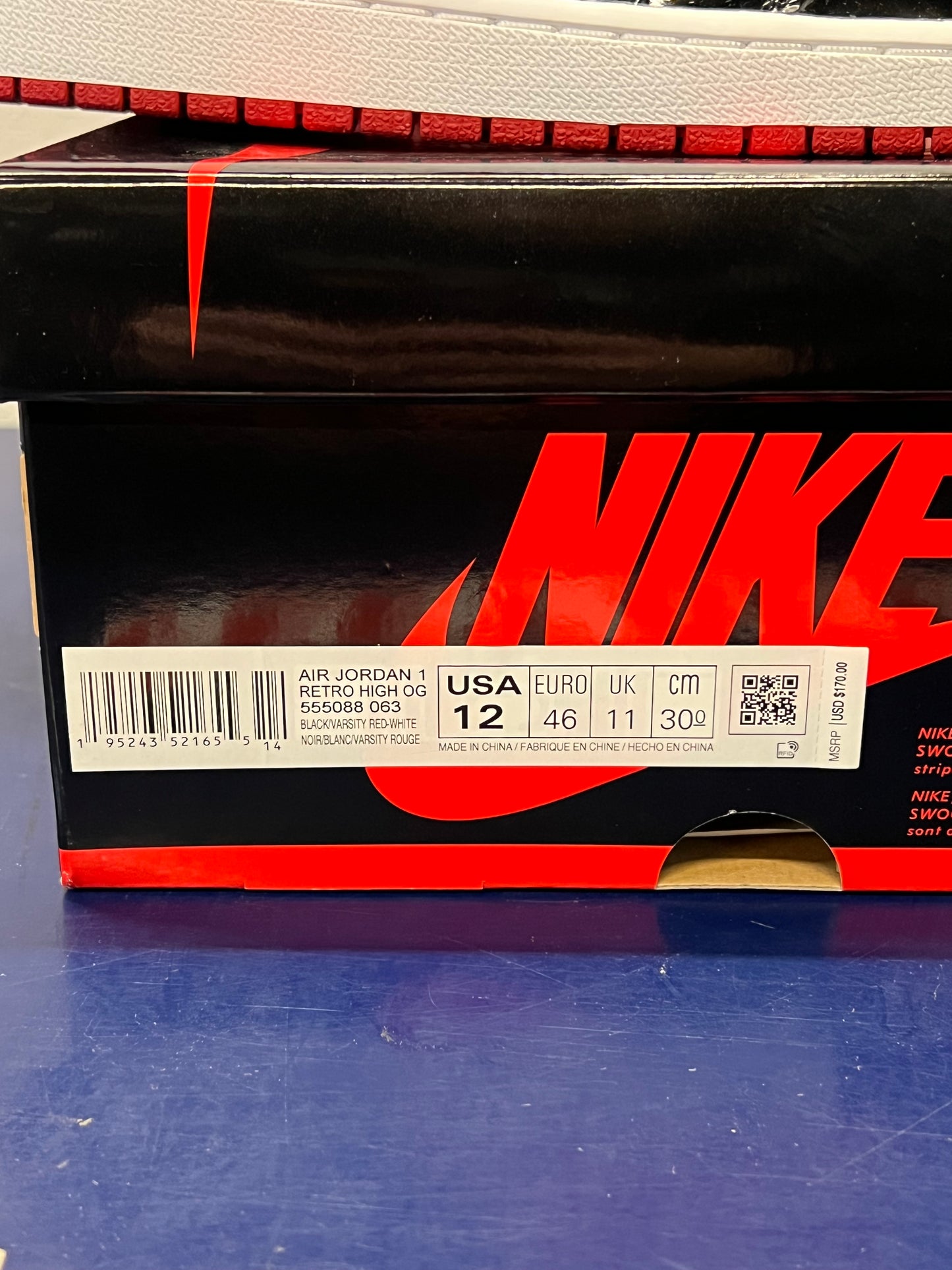 Men’s Air Jordan 1 Patent Bred Size 12