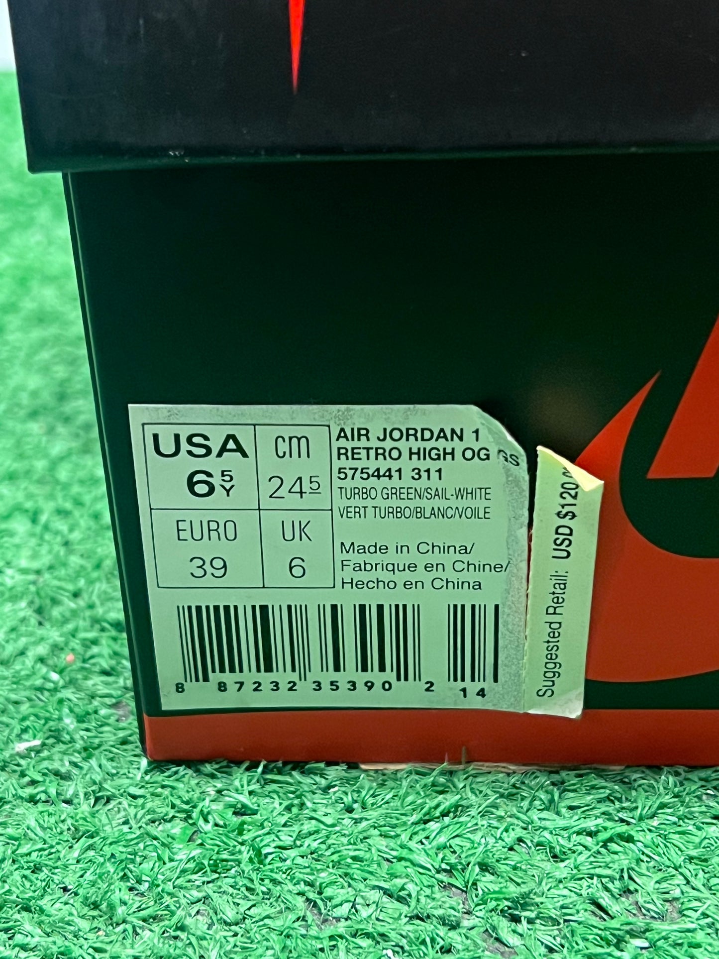 Gradeschool Air Jordan 1 Turbo Green Size 6.5y