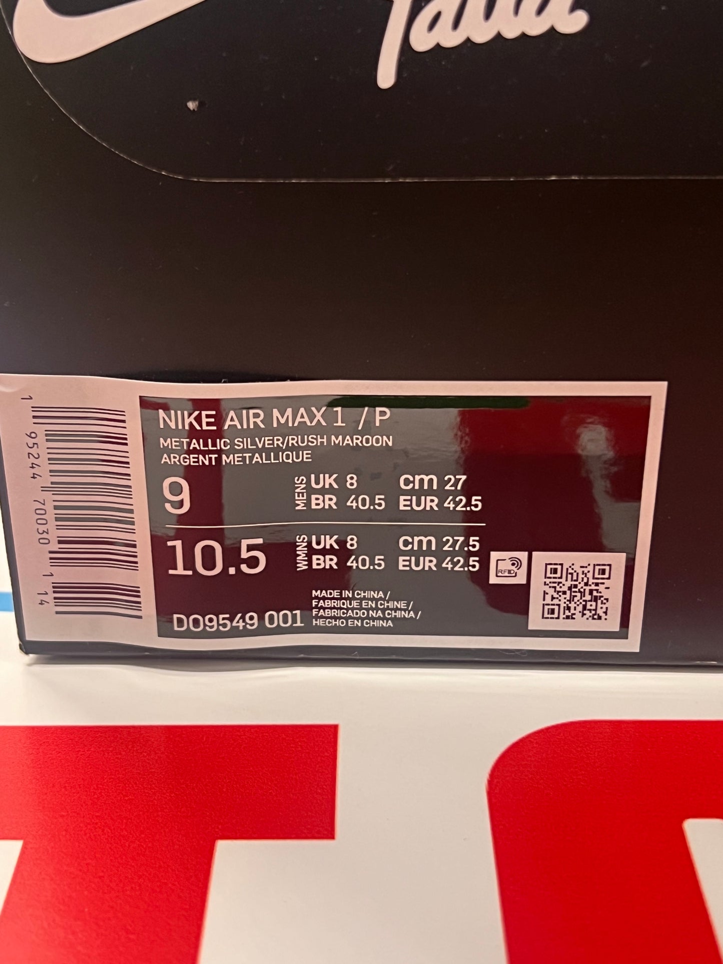 Nike Air Max 1 Patta Maroon Brand New