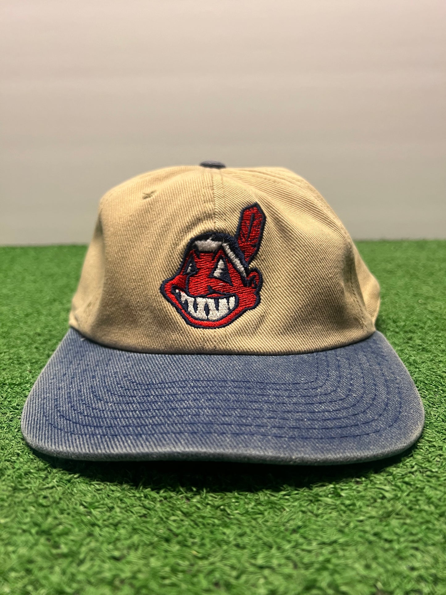 Vintage The Game Cleveland Indians Denim Khaki SnapBack