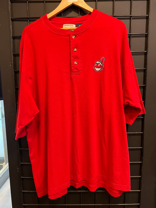 Men’s Antigua Cleveland Indians Henley Tee Size XXL