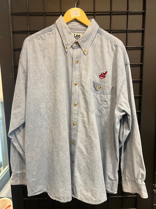 Lee Sport Cleveland Indians Denim Longsleeve Size XXL
