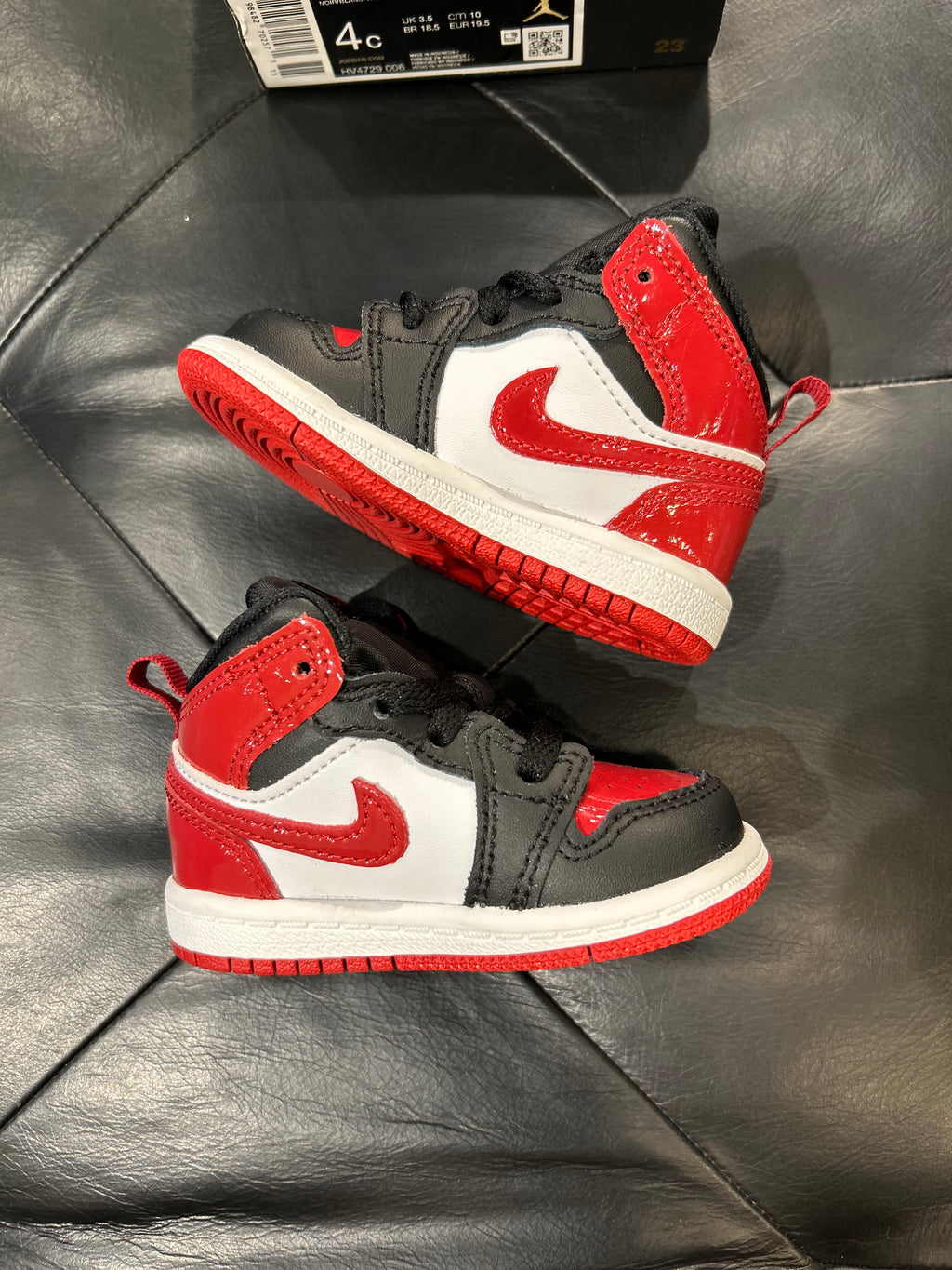 Nike Air Jordan 1 Mid SE Patent Bred Toe size 4c