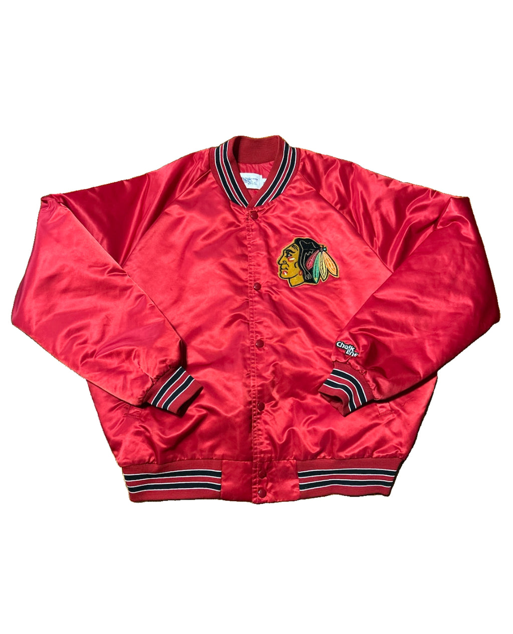 Chalk Line Chicago Blackhawks 90s Bomber Jacket Satin XL USA Embroidered Logo