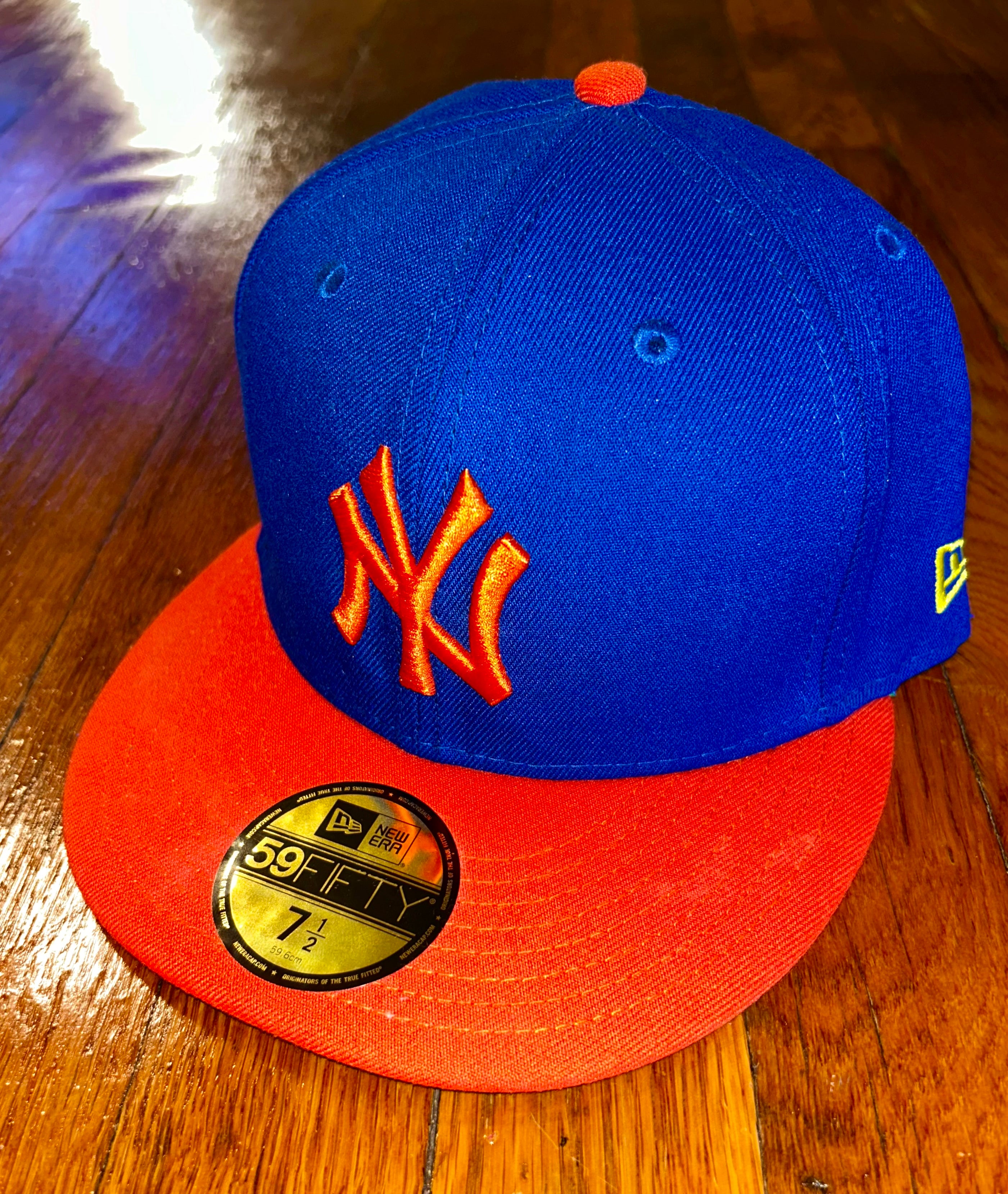 New Era Eric Emanuel New York Yankees Fitted Hat Blue Orange size 7 1/2