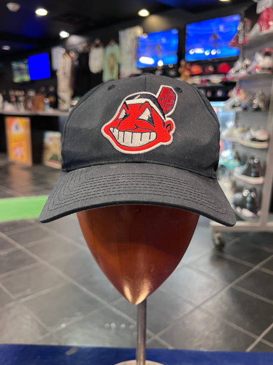 GM Cleveland Indians Wahoo Navy Signed SnapBack