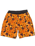 A Bathing Ape Bape Flame Sweat Shorts XL Ape Head All Over Print Orange Black