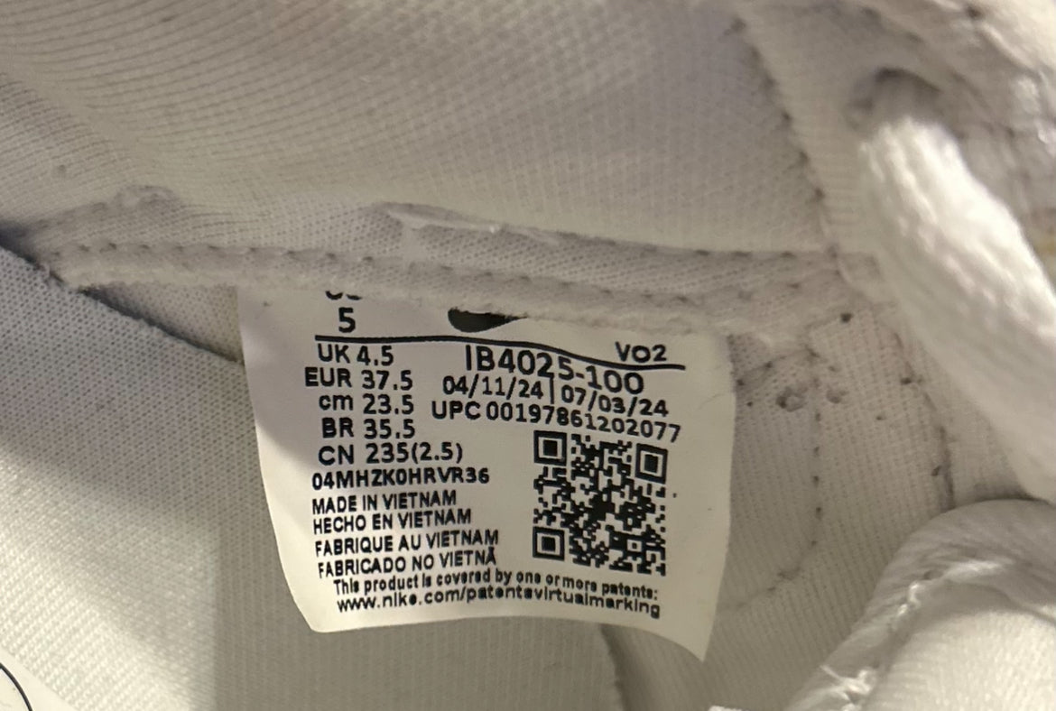 Nike Air Force 1 Low Jason Voorhees IB4025-100 Size 5 Brand New No Box Halloween Friday 13th Mask White