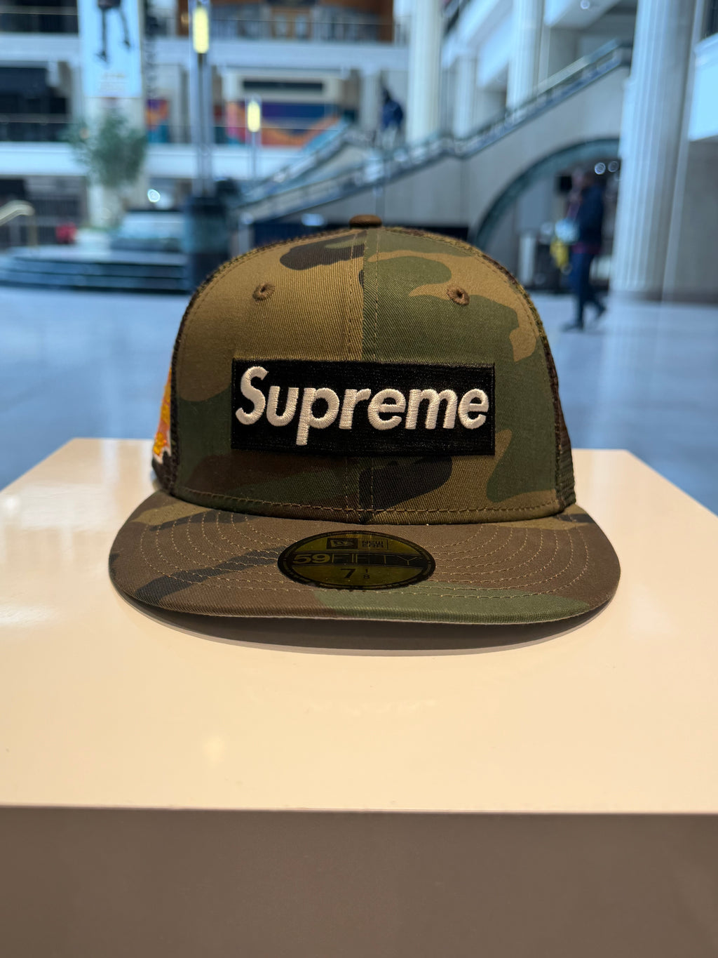Supreme New Era Camo Mesh Fitted Hat Size 7 1/8