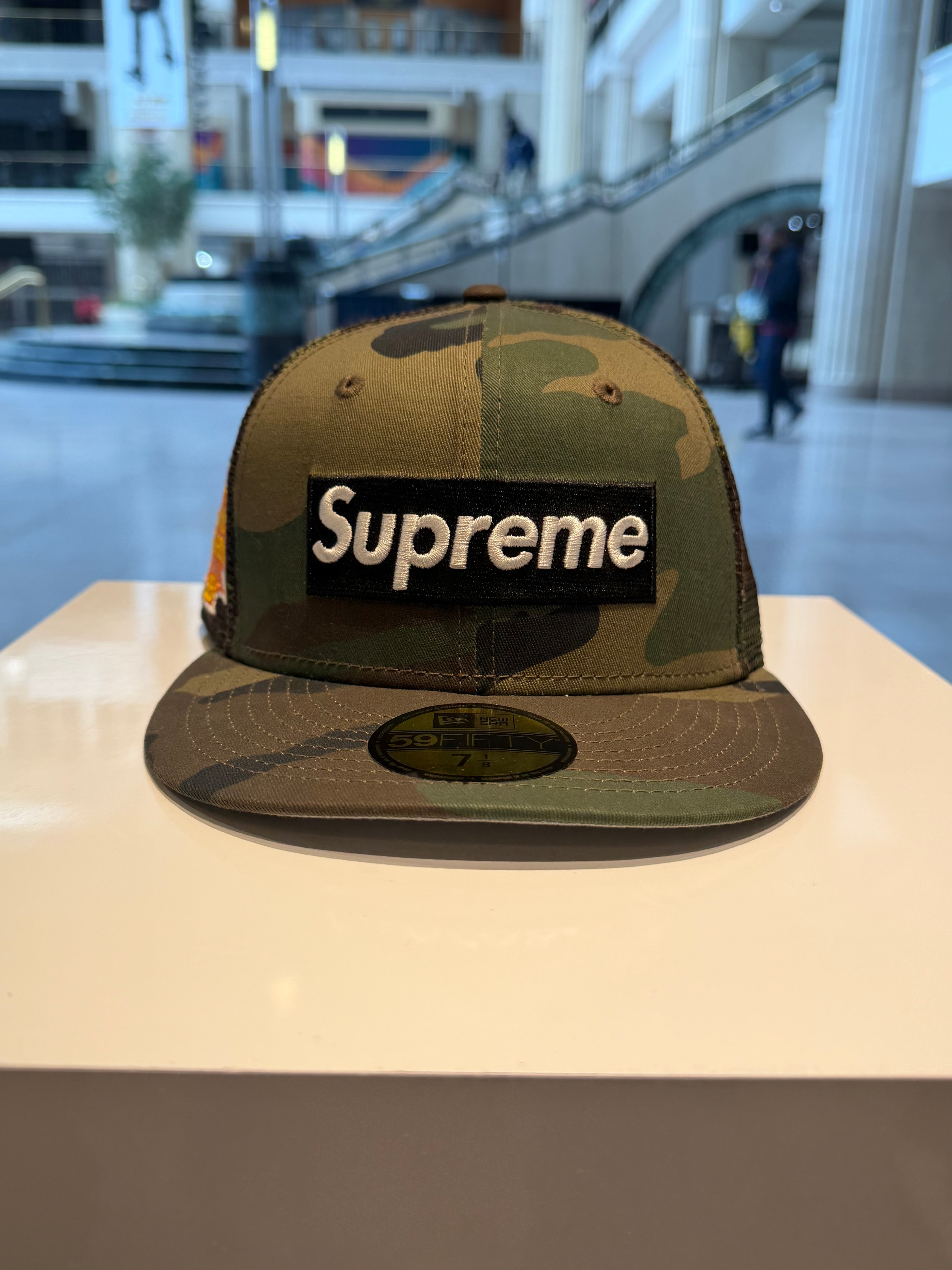 Supreme New Era Camo Mesh Fitted Hat Size 7 1/8