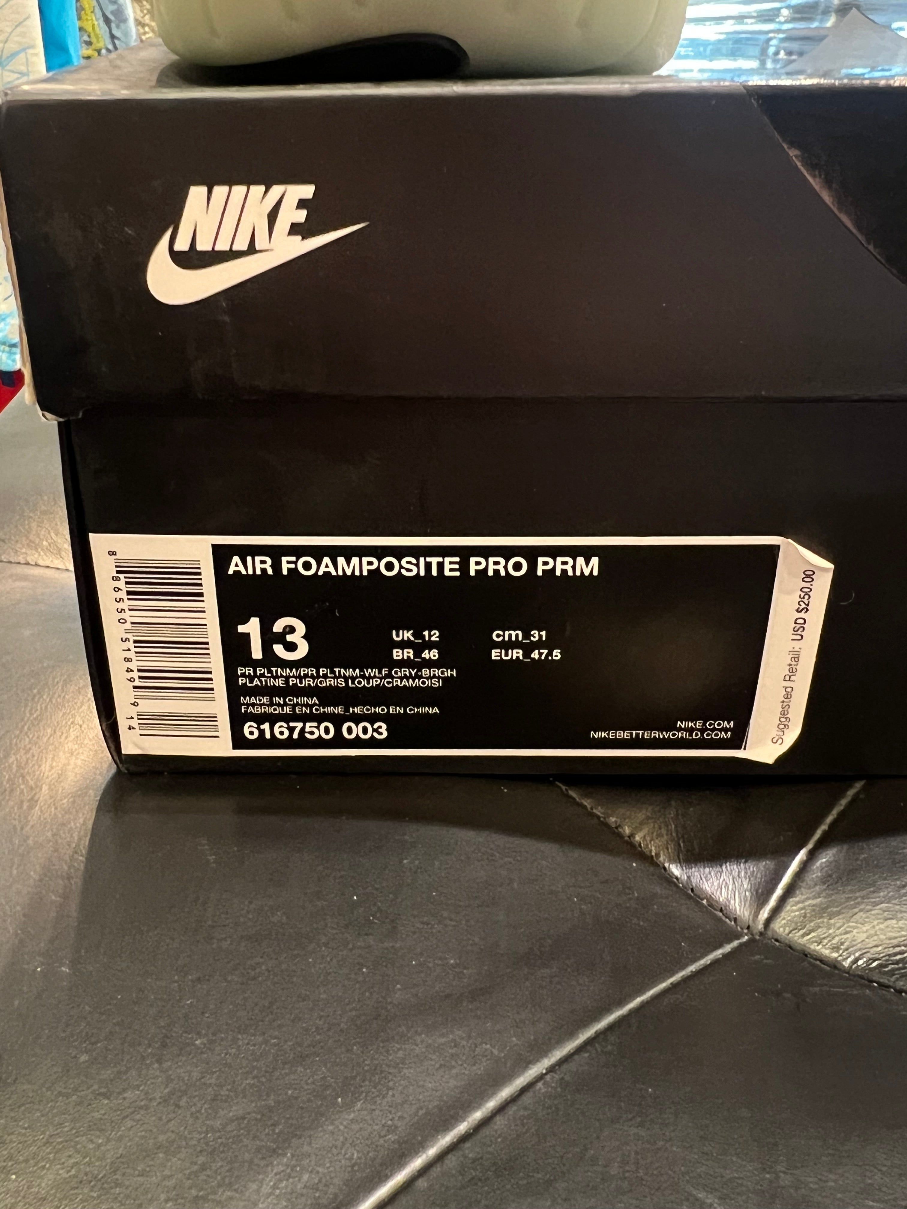 Men’s Nike Air Foamposite Pro Platinum Brand New