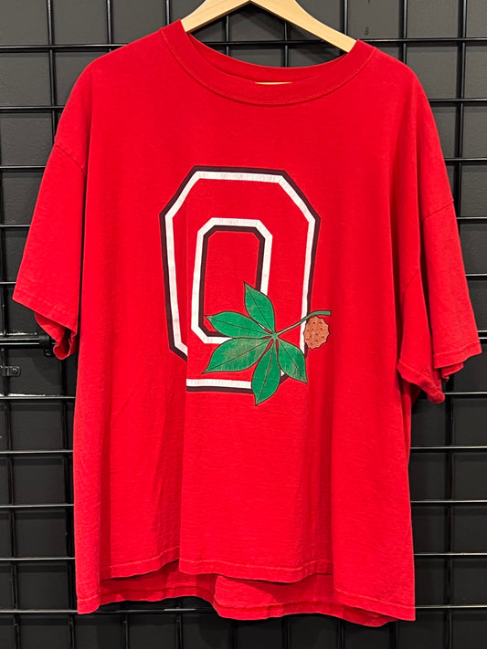 Men’s Ohio State Buckeyes Red Logo Tee Size XL