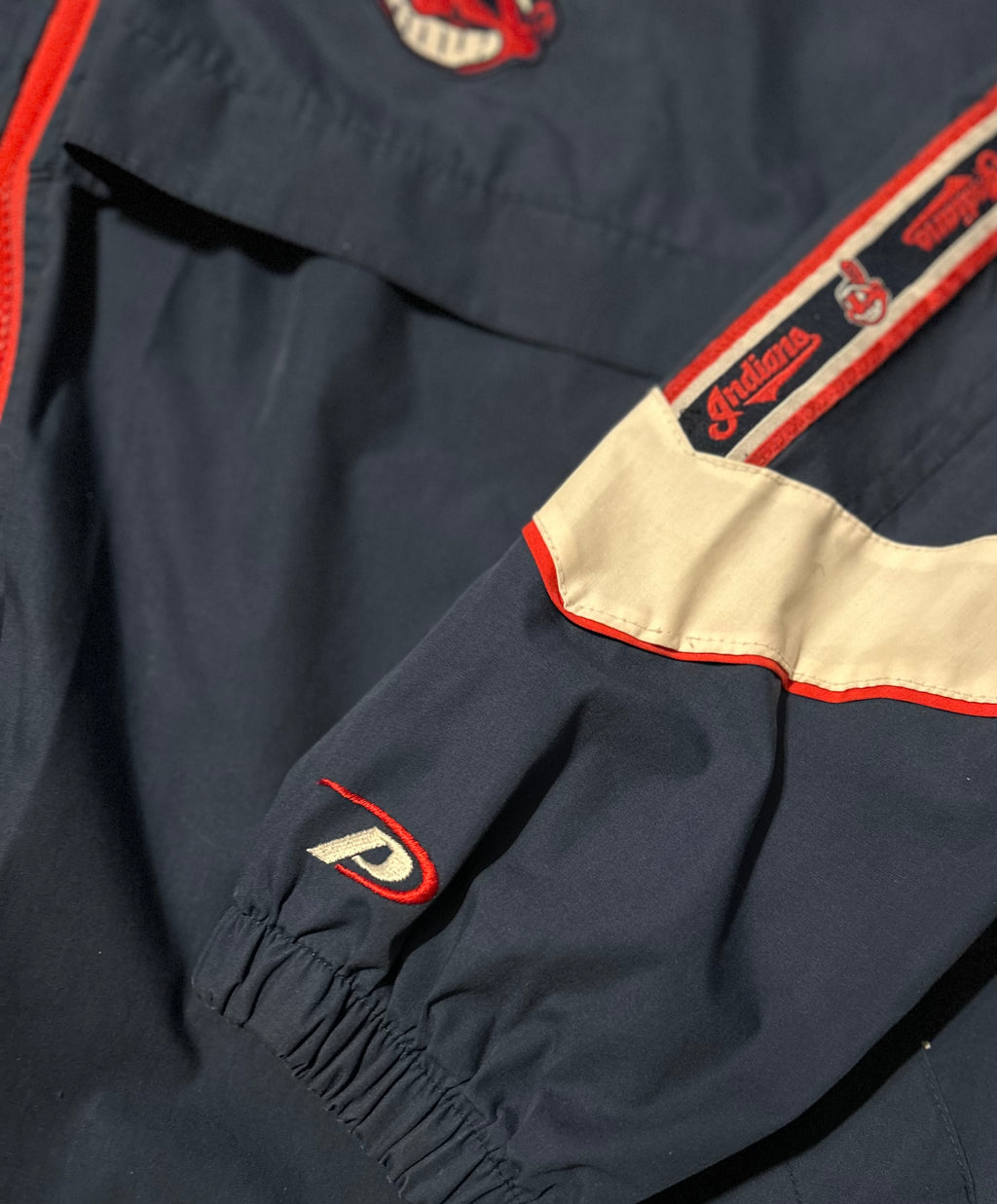 Pro Player Cleveland Indians Jacket Mens XL Navy Windbreaker Chief Wahoo 90s MLB