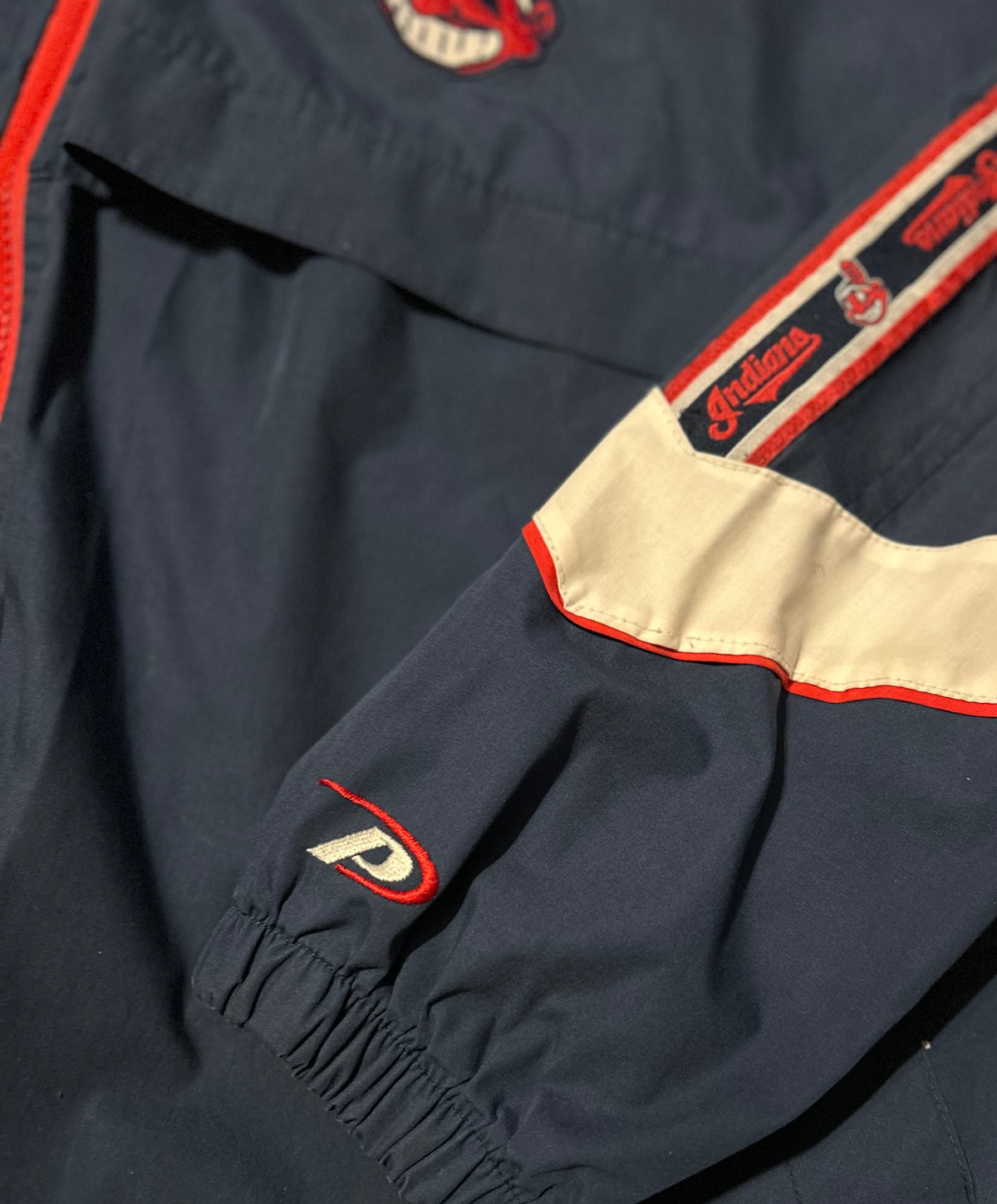 Pro Player Cleveland Indians Jacket Mens XL Navy Windbreaker Chief Wahoo 90s MLB