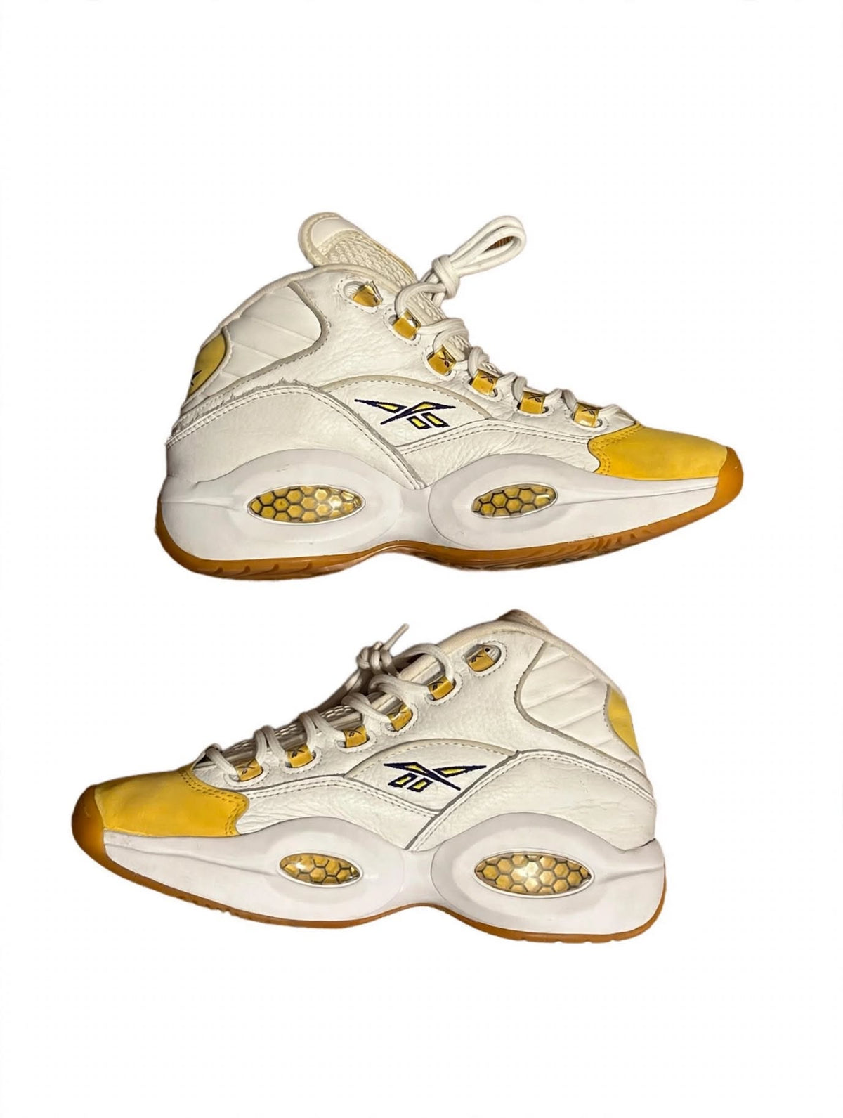 Reebok Question Mid Yellow Toe White Purple Gold Size 8 059503 Lightly Used