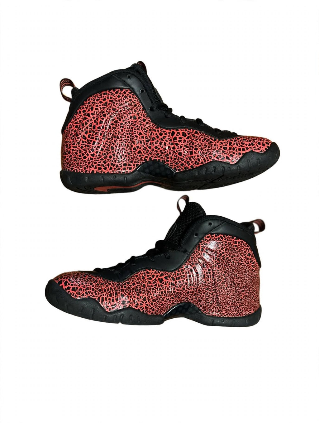 Nike Air Foamposite One Cracked Lava Hot Lava GS 644791-012 Youth 5Y Black Red