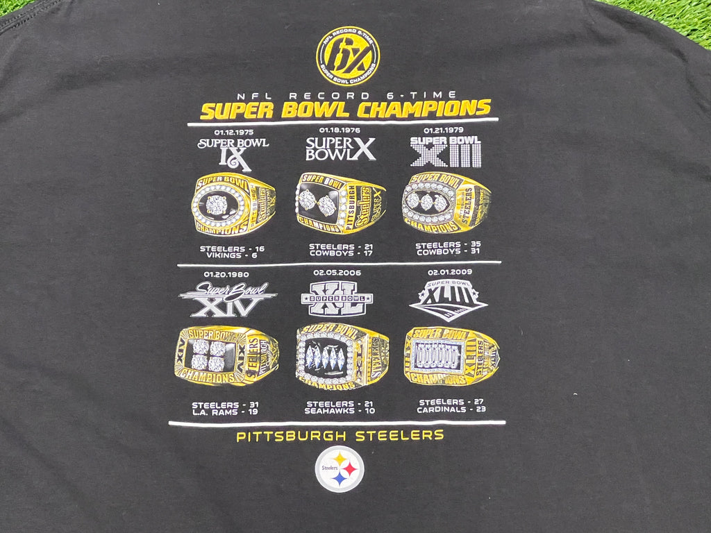 Reebok Pittsburgh Steelers 6x Super Bowl Champs Tee Size XL