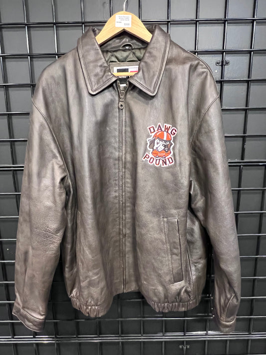 Men’s Cleveland Browns Leather Dawg Pound Jacket Size M