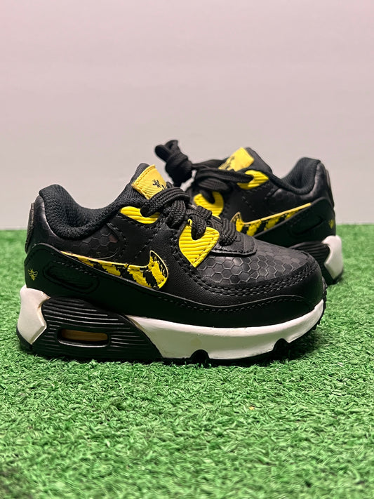 Kids Air Max 90 Black Yellow Size 4c