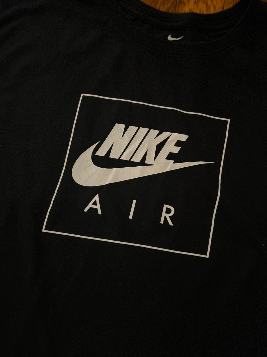 Nike Air Long Sleeve T-Shirt Mens XL Black Box Logo Athletic Cut The Nike Tee