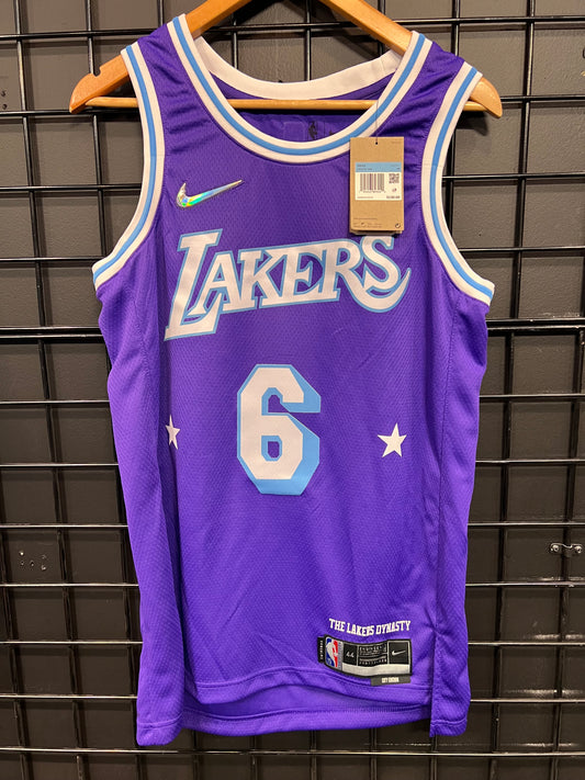 Nike LA Lakers #6 James Purple Jersey Size M