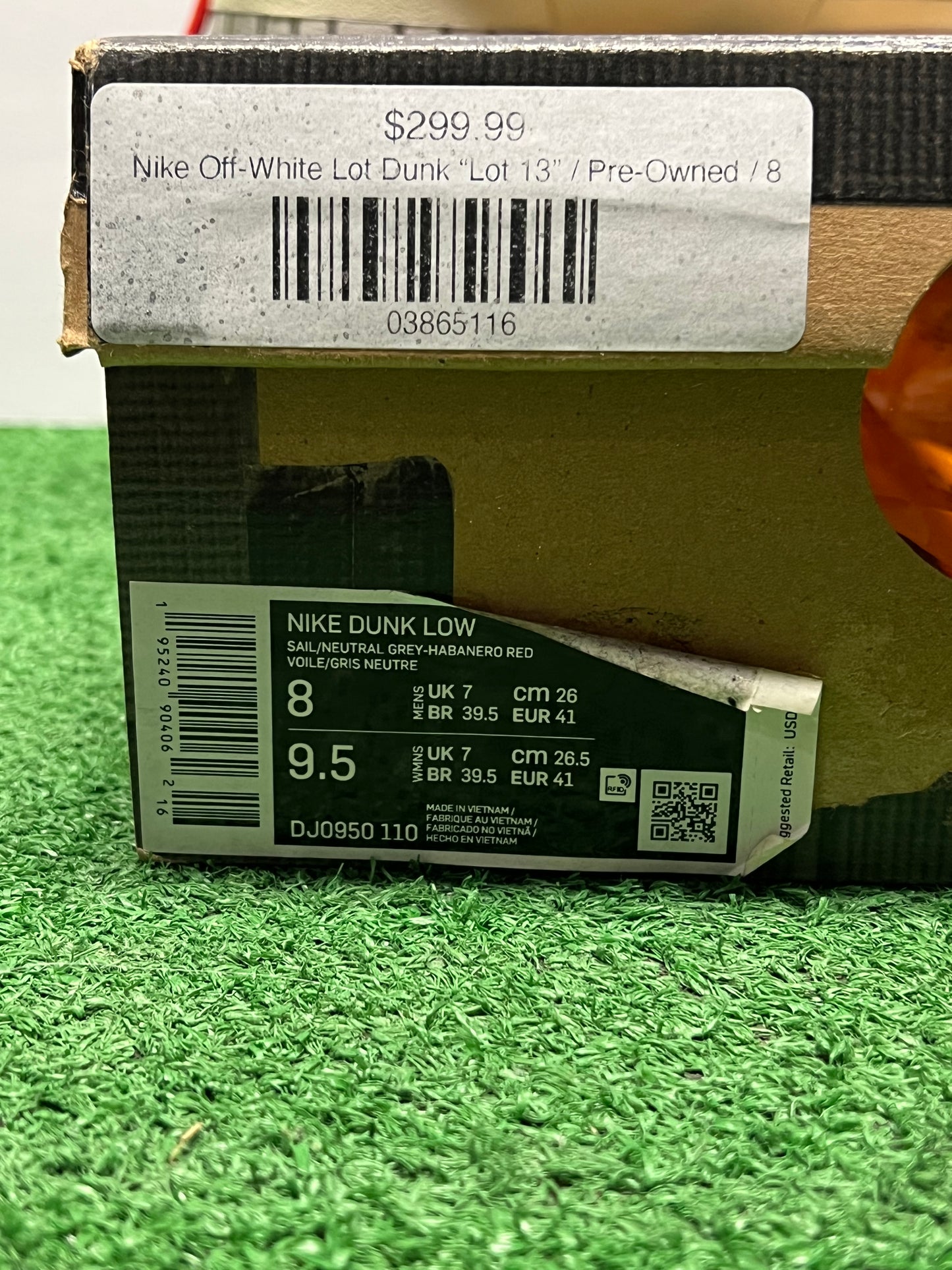 Men’s Nike Off-White Dunk Low Lot 13 Size 8