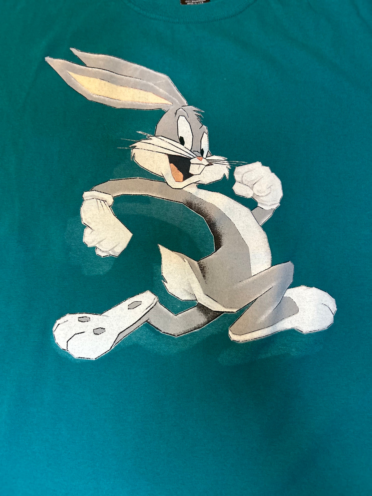 Warner Bros Studio Store Bugs Bunny Tee XL 90s Vintage Teal Looney Tunes Made in USA