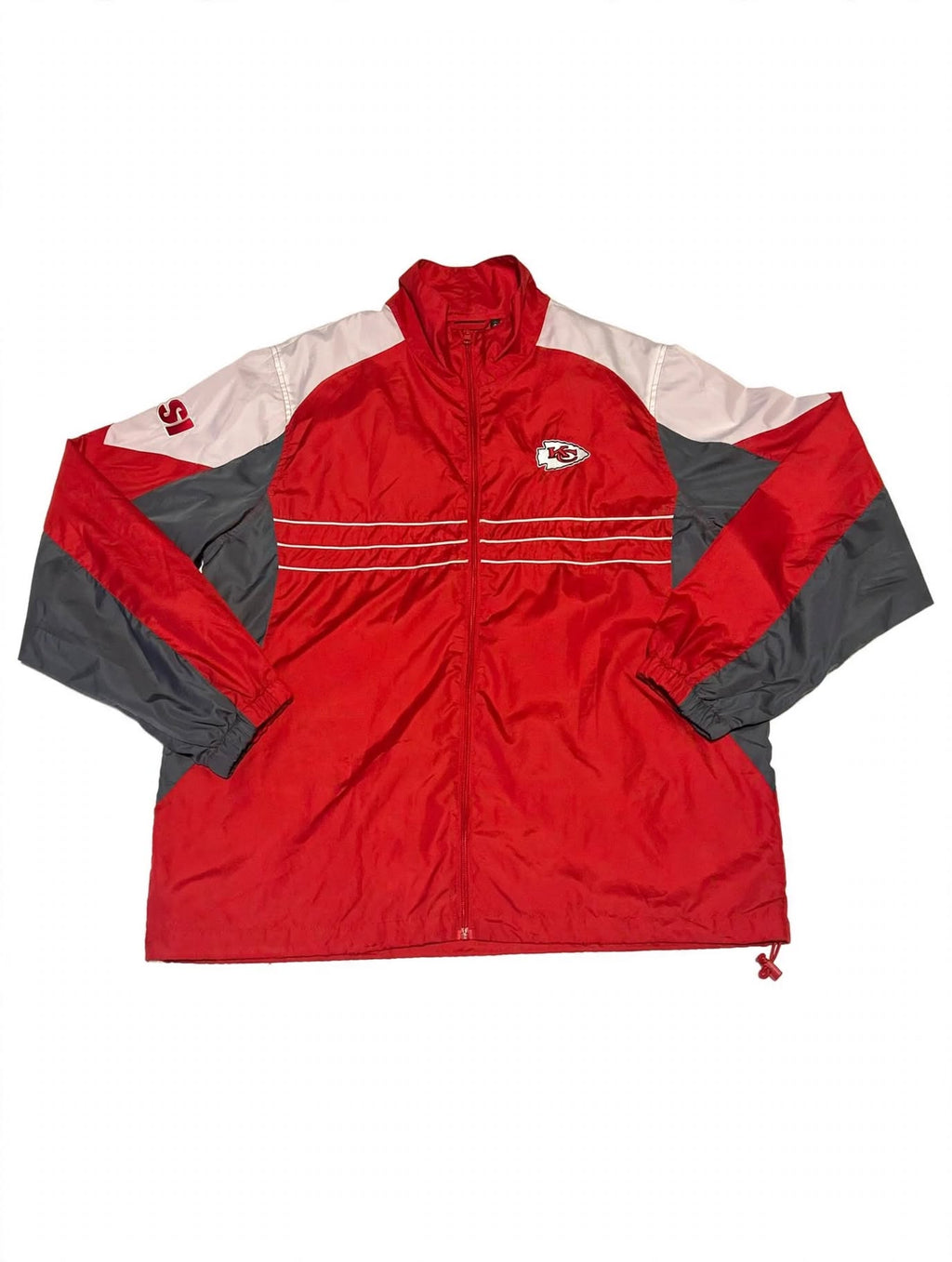 Kansas City Chiefs Jacket Windbreaker L Reebok Full Zip Red Gray NFL NWOT