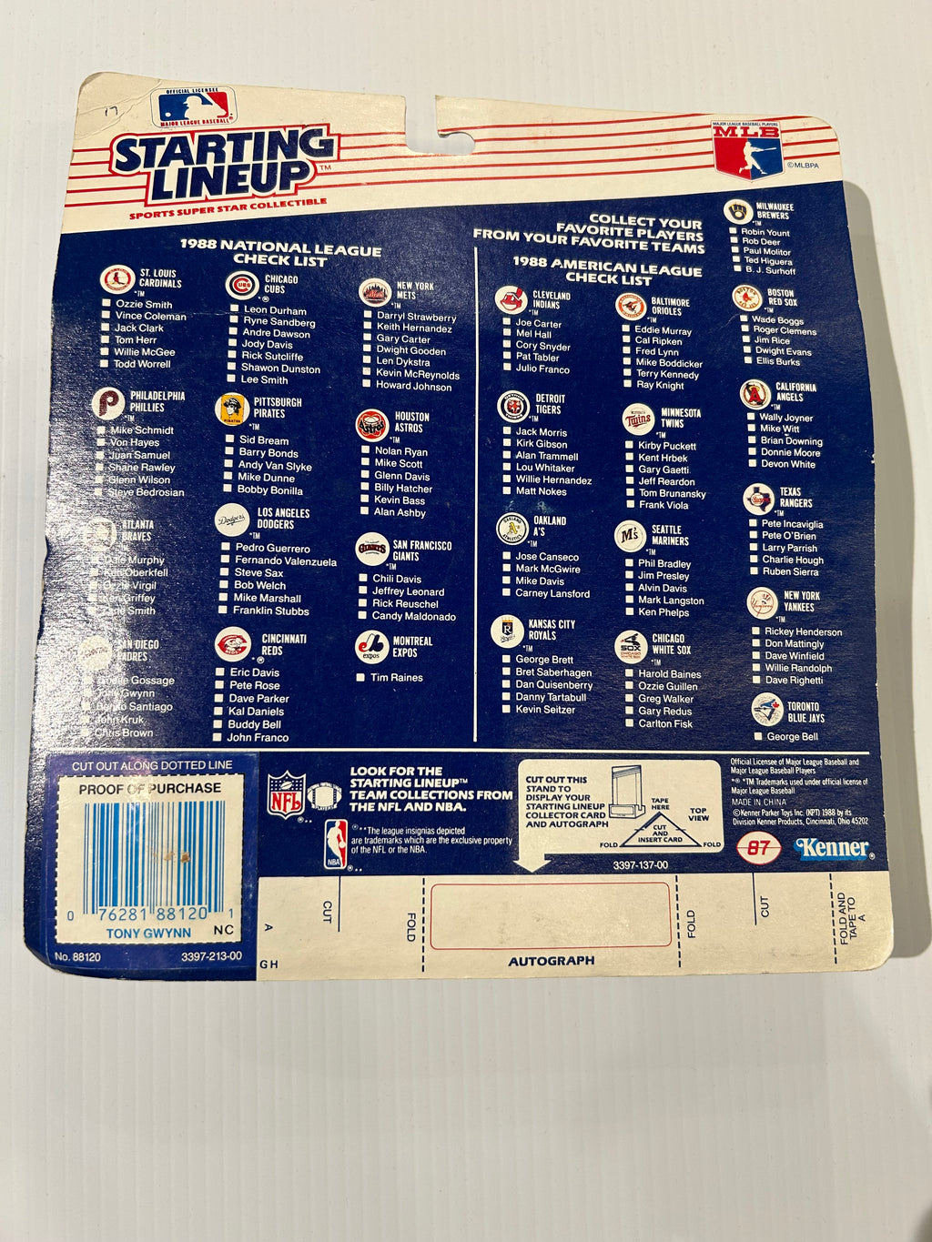 1988 Starting Line Up San Diego Padres Tony Gwynn