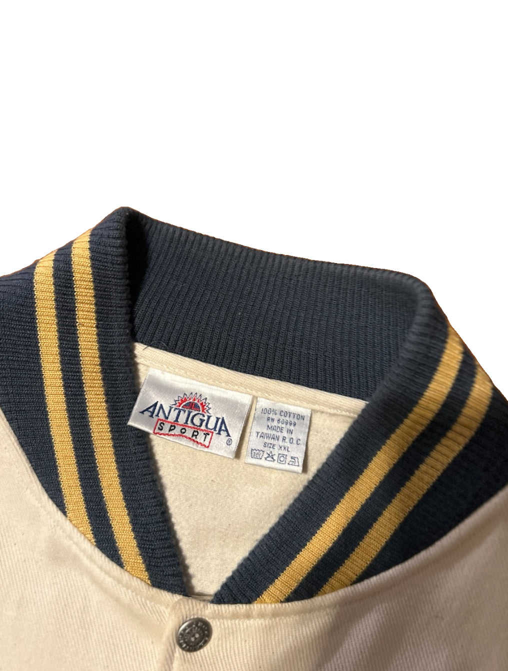 Vintage 90s Antigua Sport Cleveland Indians Cream Varsity Jacket - Size XXL - 27.5x30.5