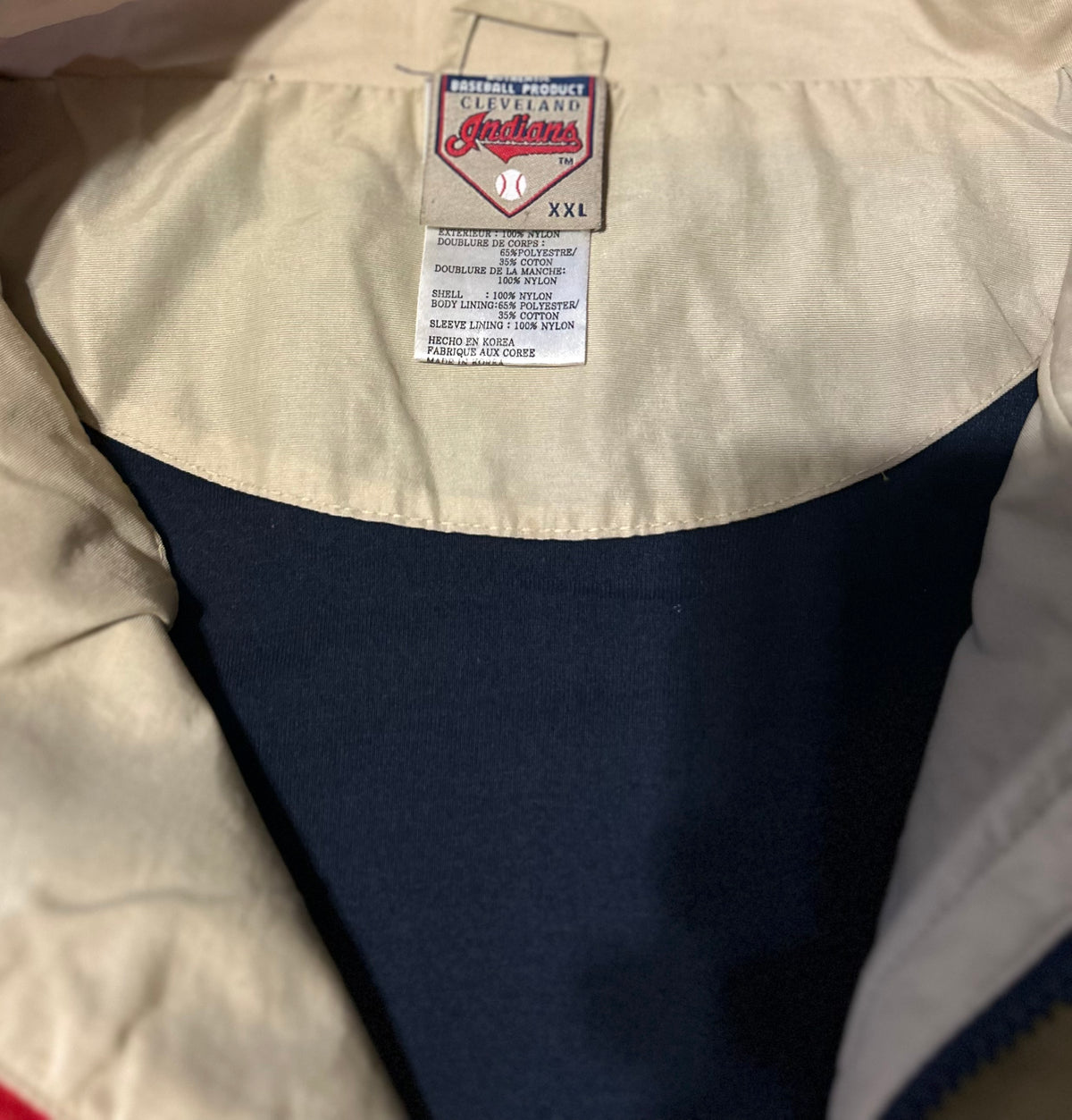 Cleveland Indians Windbreaker Jacket Mens XXL C529A Navy Red Wahoo Vintage