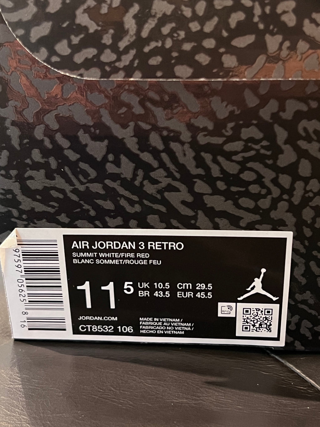Mens Air Jordan 3 Grey Cement Size 11.5 and 13