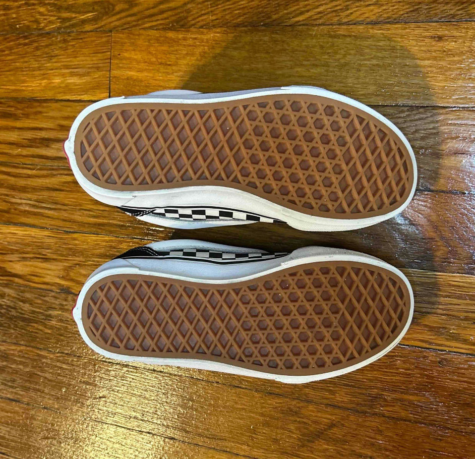 Vans Knu Skool Checkerboard Shoes Youth 3.5 Black White Old Skool Kids Sneakers