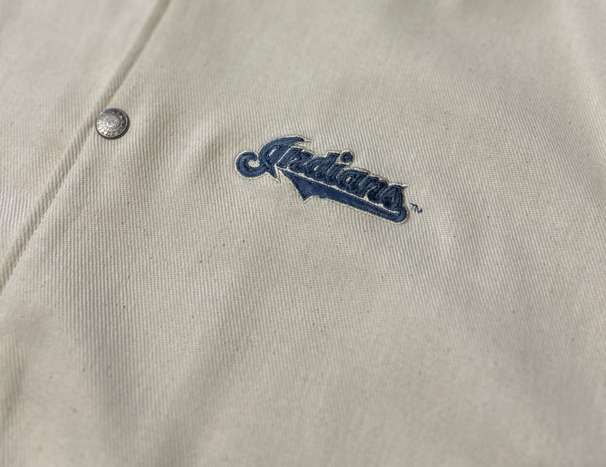 Vintage 90s Antigua Sport Cleveland Indians Cream Varsity Jacket - Size XXL - 27.5x30.5