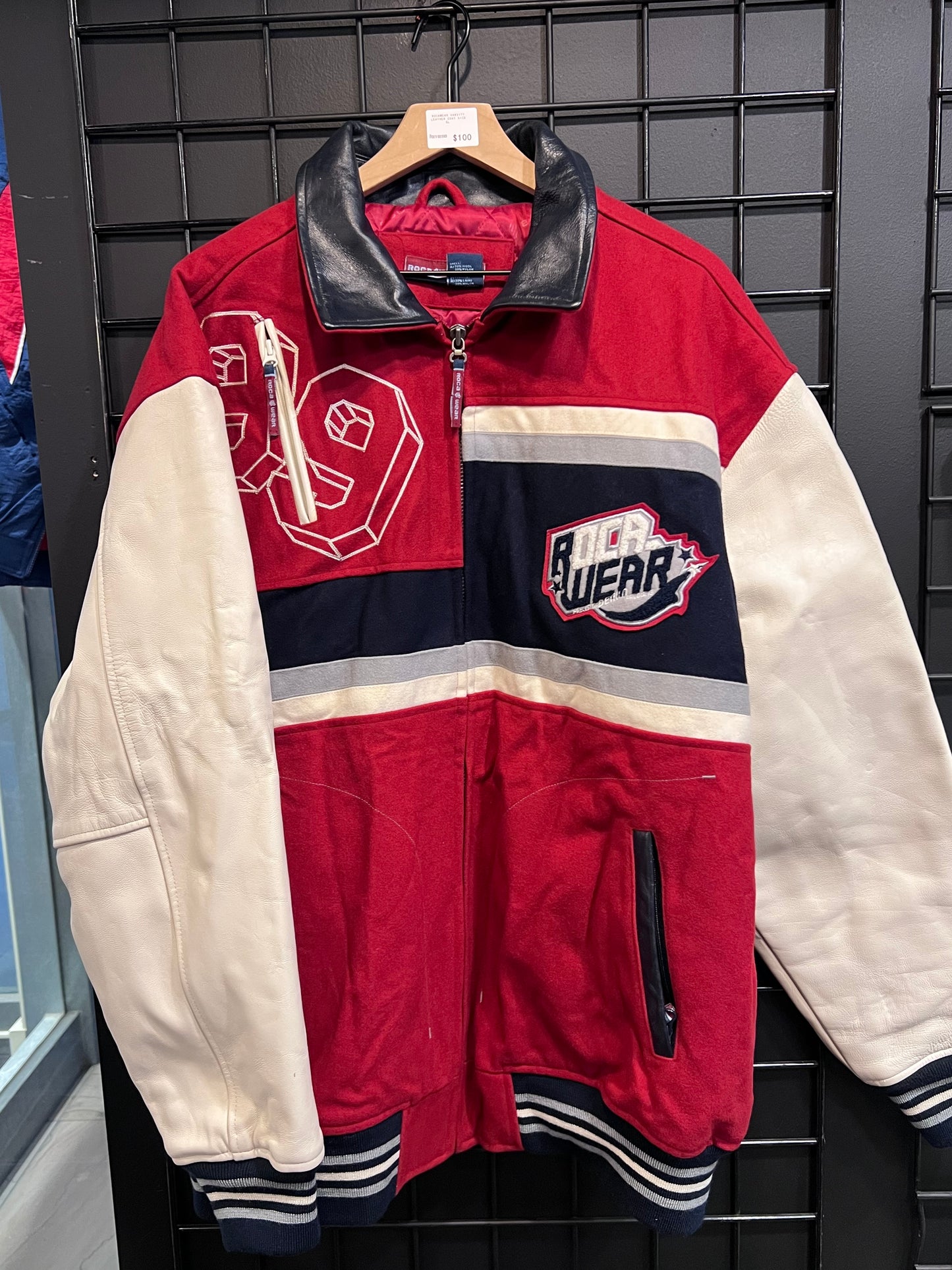 Rocawear Leather Varsity Jacket Size XL