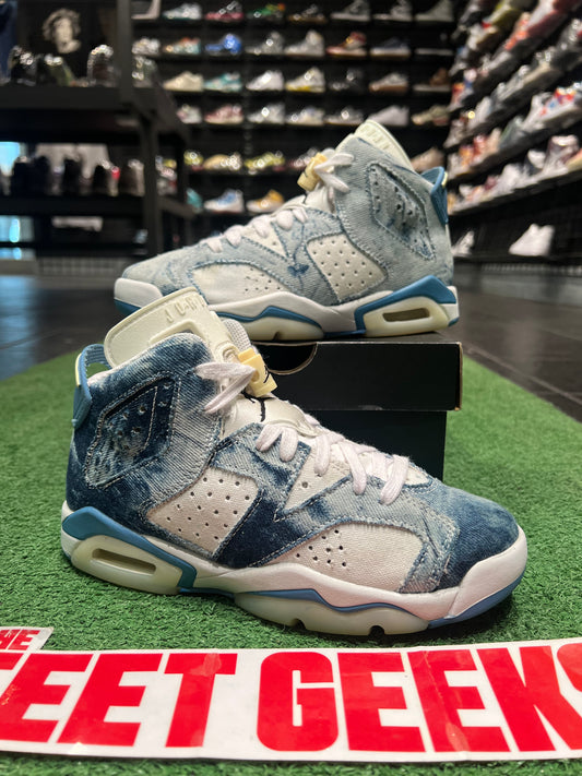 Gradeschool Air Jordan 6 Washed Denim Size 3.5y Pre-Owned