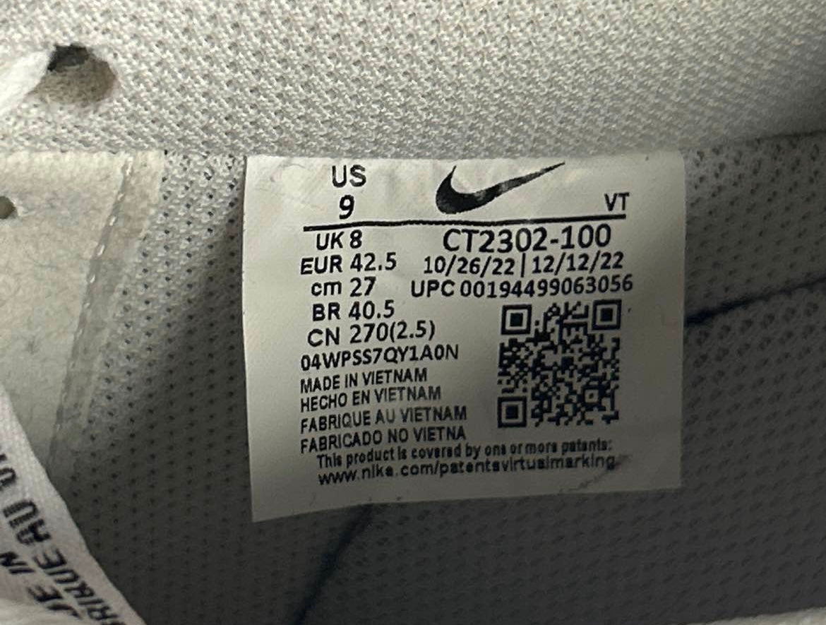 Nike Air Force 1 Low White Black Size 9 Men Shoes