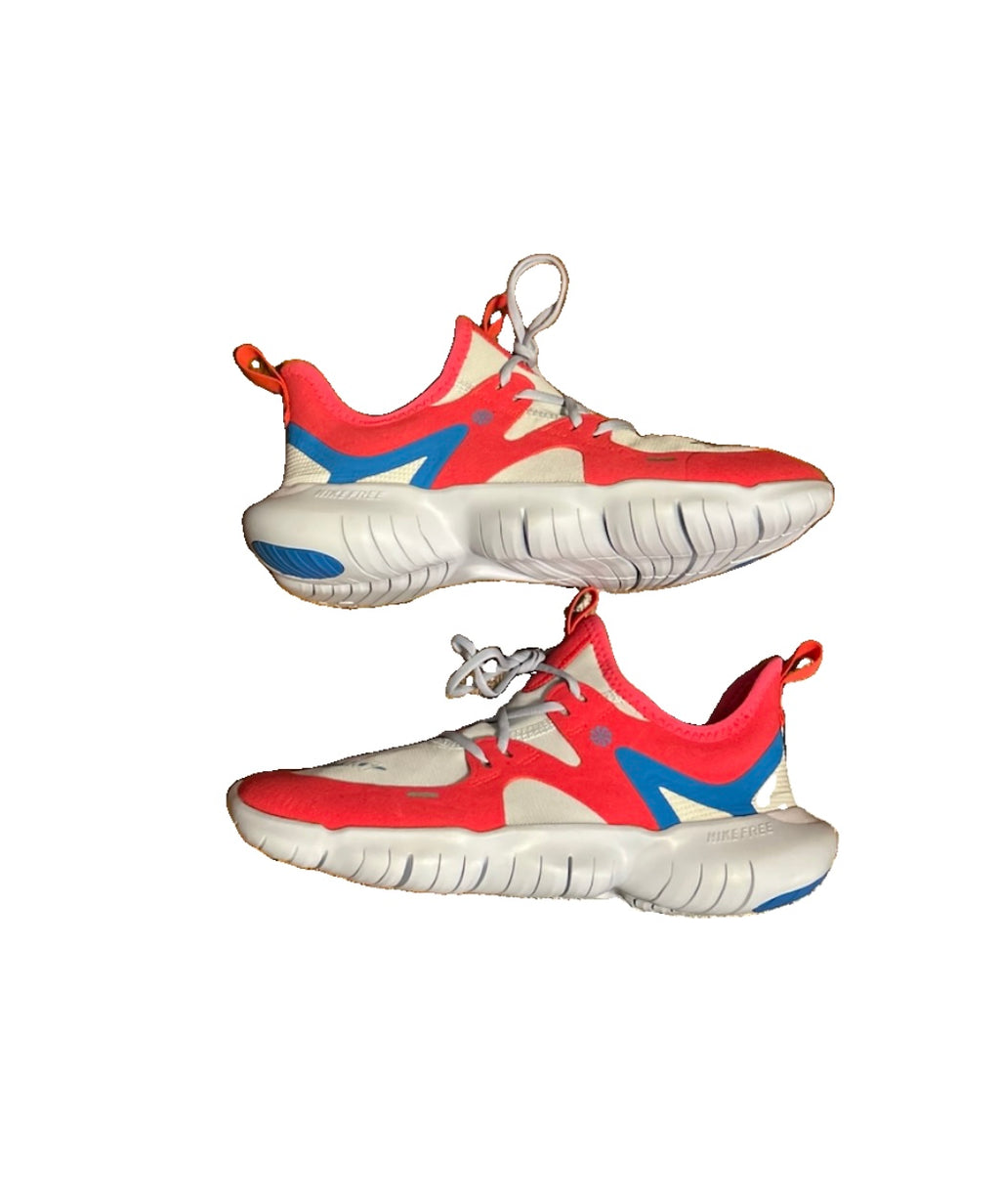 Nike Free Run 5.0 White Laser Crimson Photo Blue CJ7203-800 Youth 5Y 6.5W DS No Box