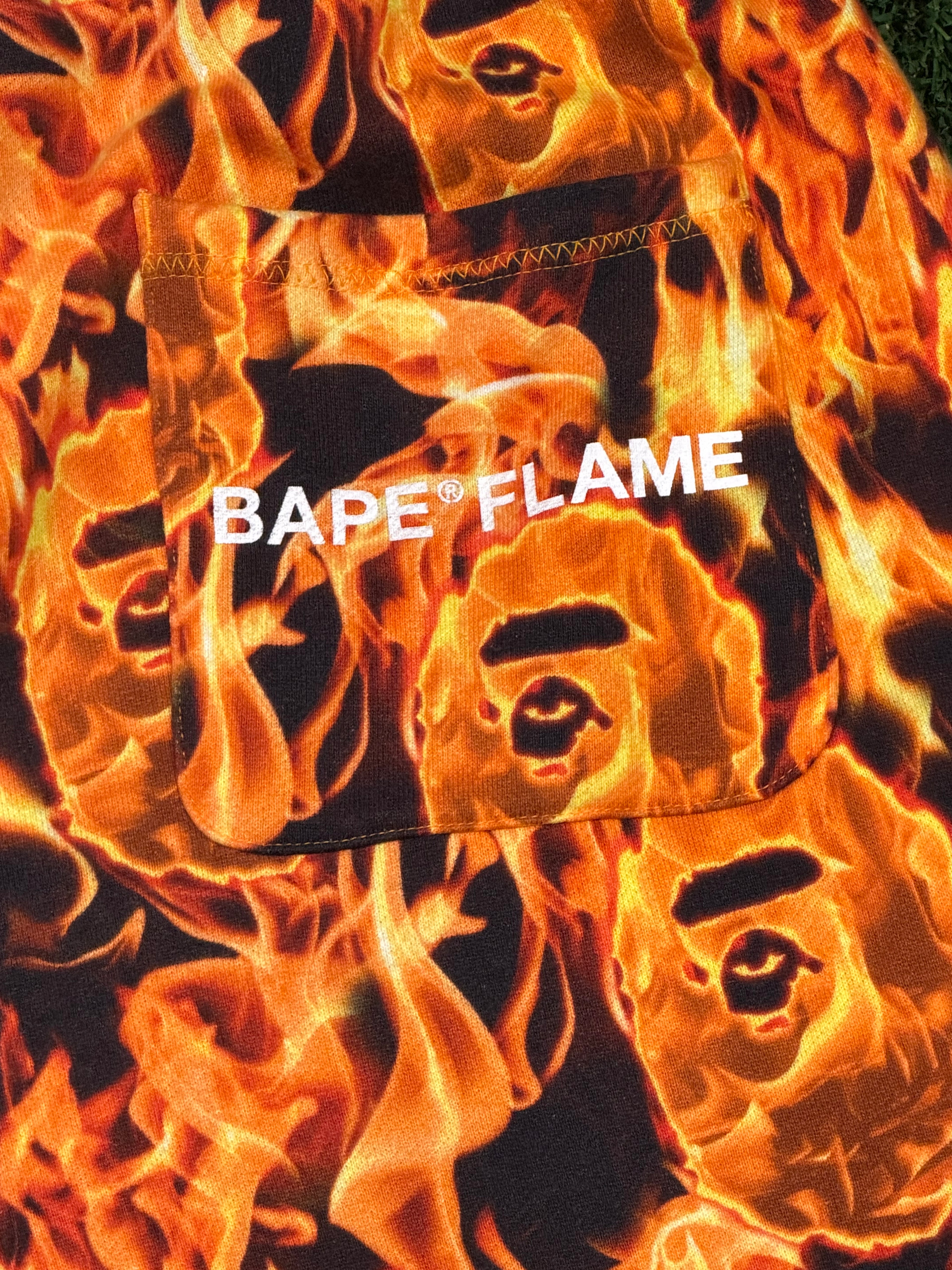 A Bathing Ape Bape Flame Wide Shorts Size XL