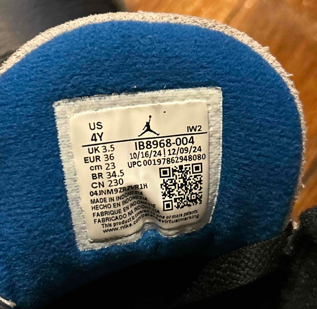 Air Jordan 3 Retro OG GS Rare Air Black Blue Cement Grey IB8968-004 Size 4Y